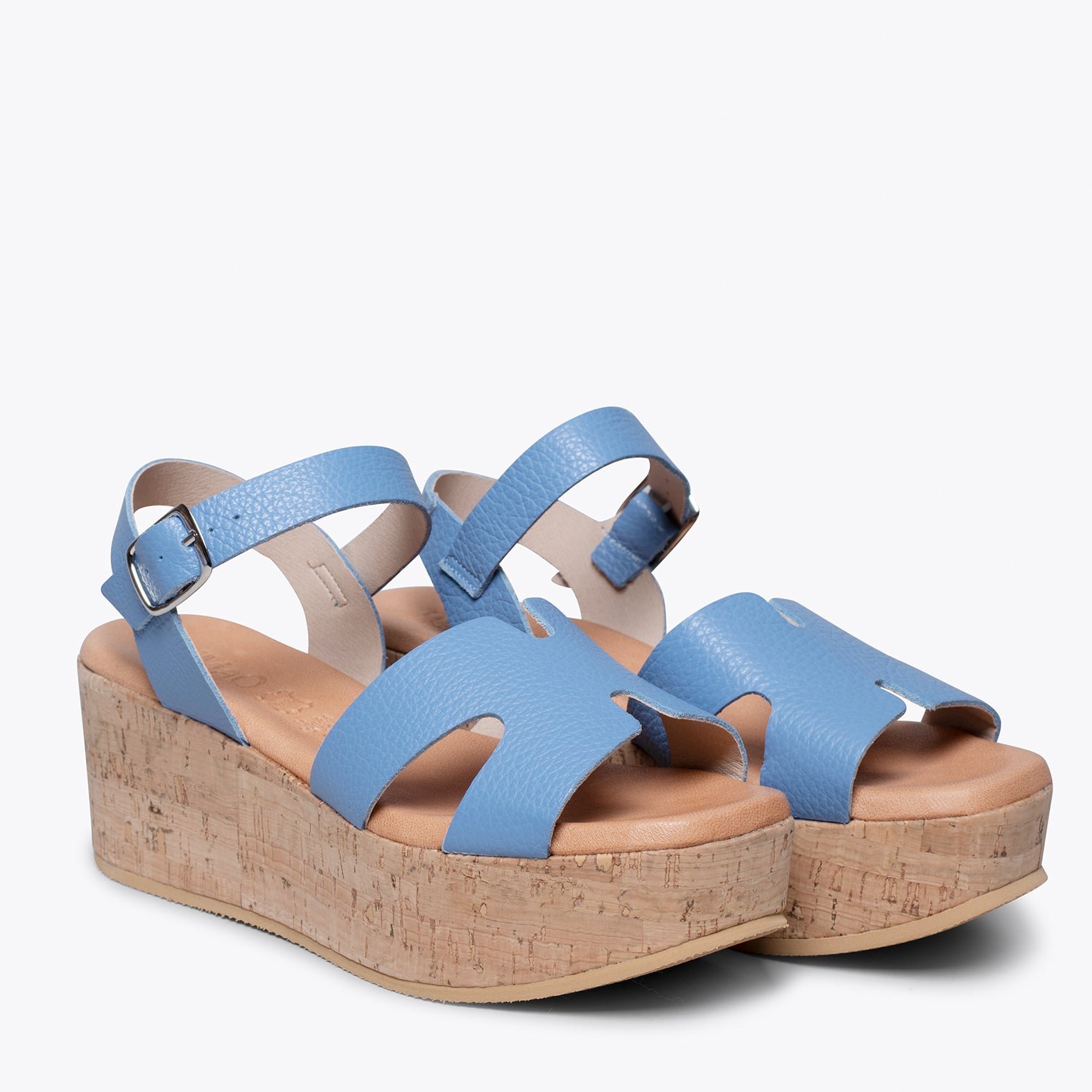 HACHE – BLUE SANDAL WITH CORK WEDGE