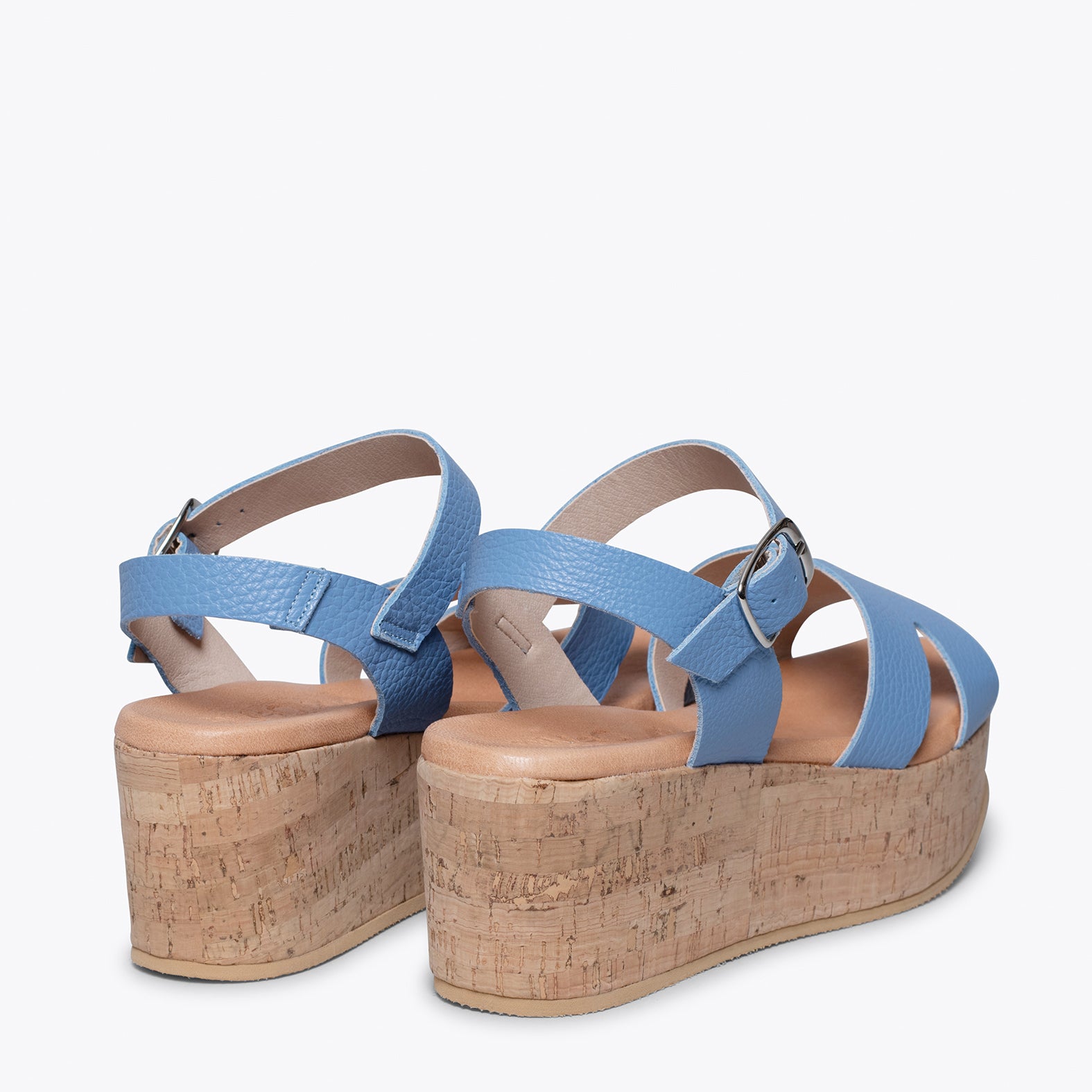 HACHE – BLUE SANDAL WITH CORK WEDGE