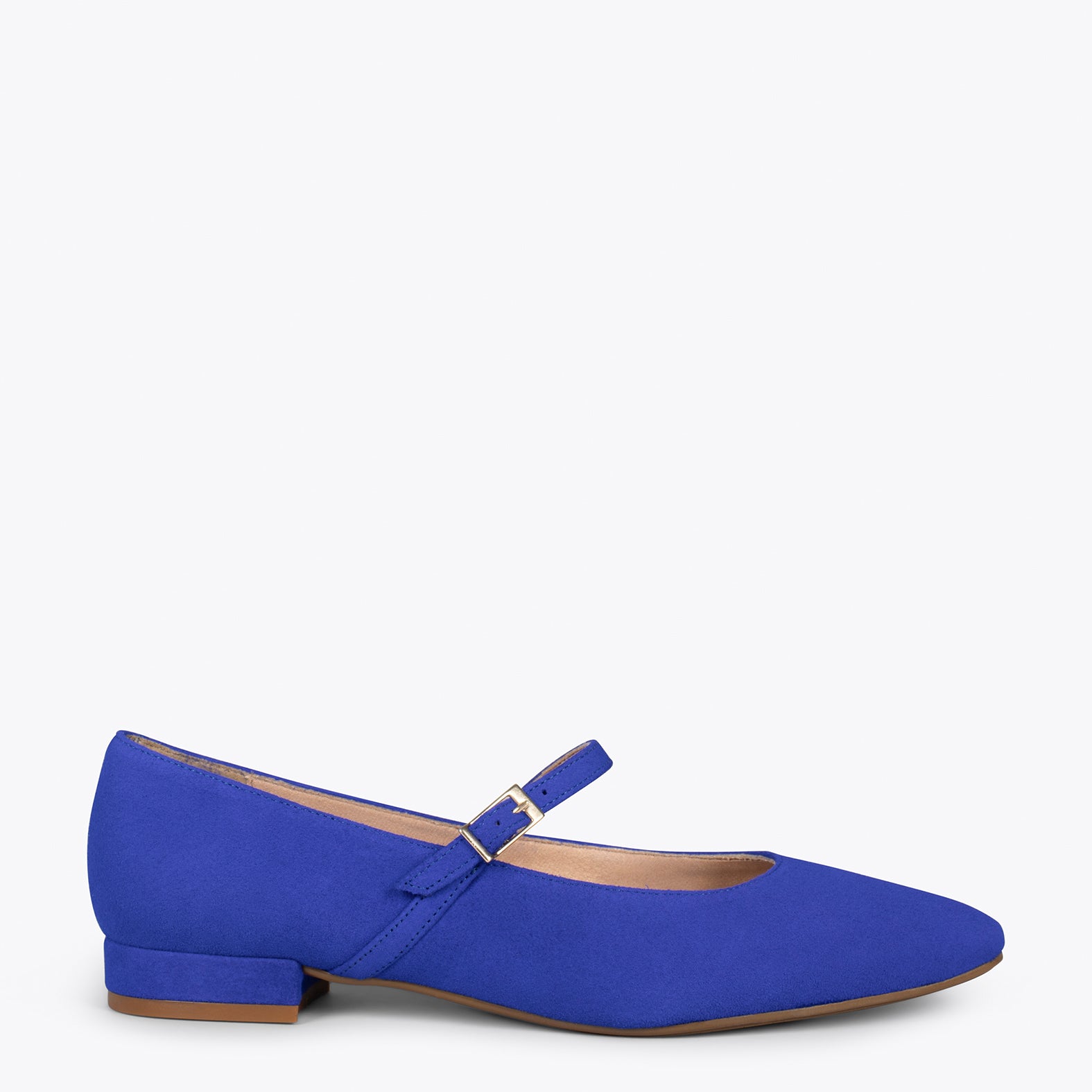 MARY-JANE – ELECTRIC BLUE buckled leather flats