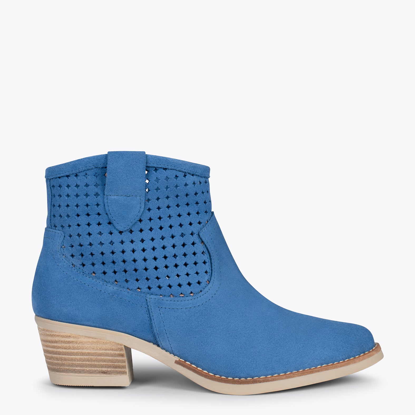 HOUSTON – BLUE cowboy booties with heel