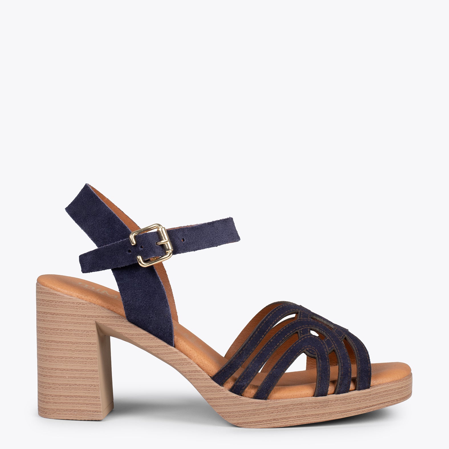 CIBELES – NAVY wooden block heel sandal