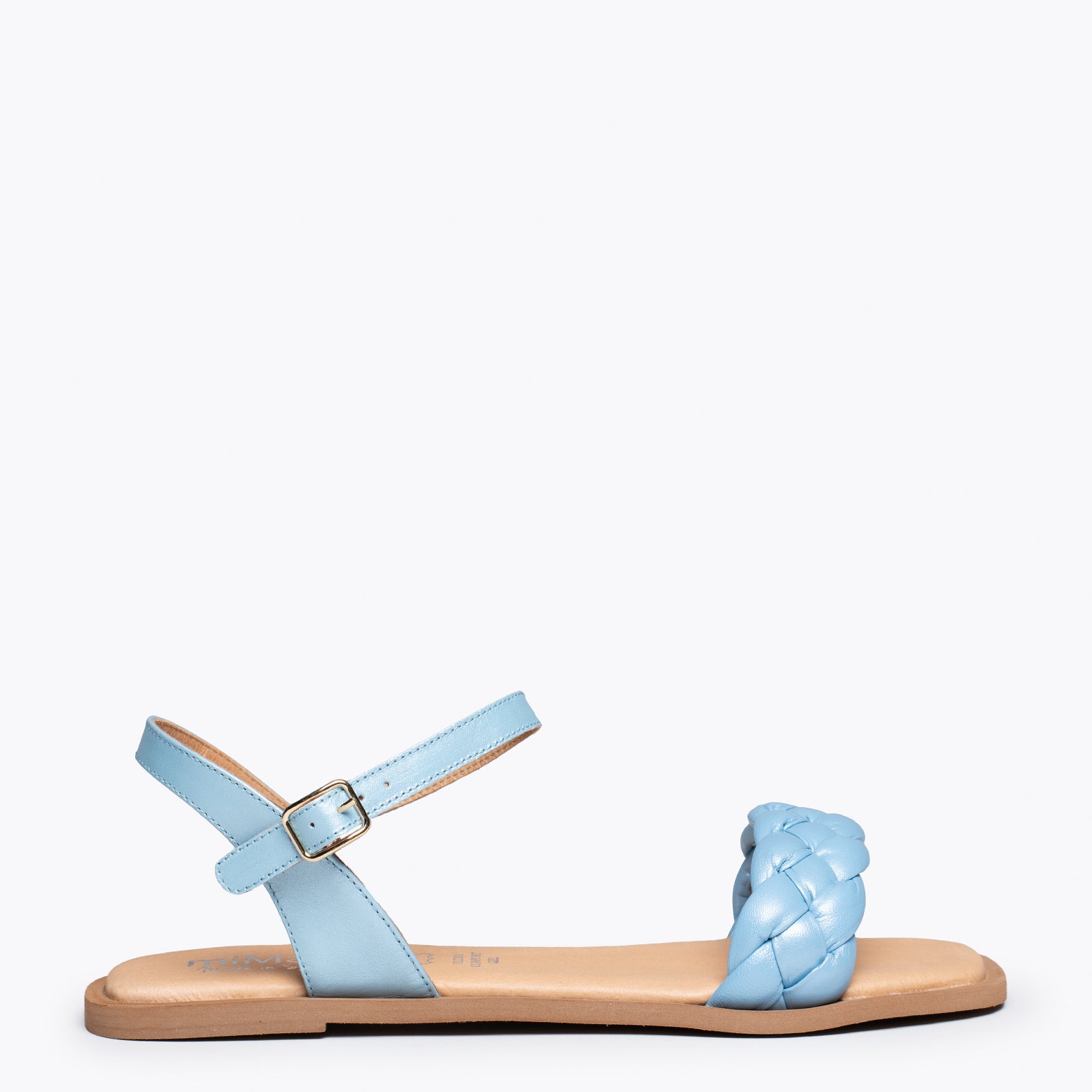 MARBELLA – BLUE flat sandals with braided strap