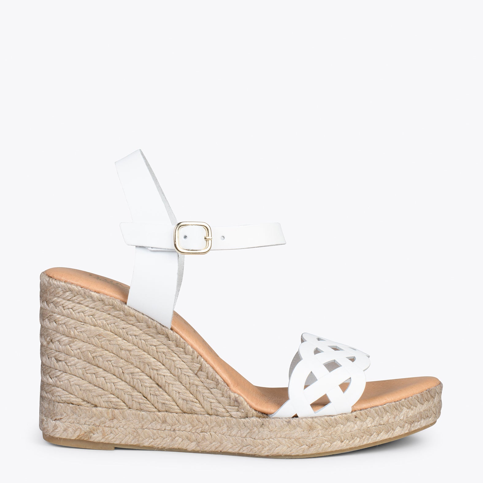 OASIS – WHITE espadrille wedges with braided front