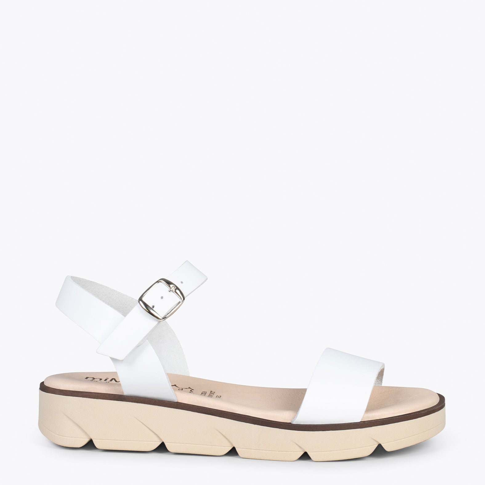 RIVER – WHITE leather flat sandals with wedge