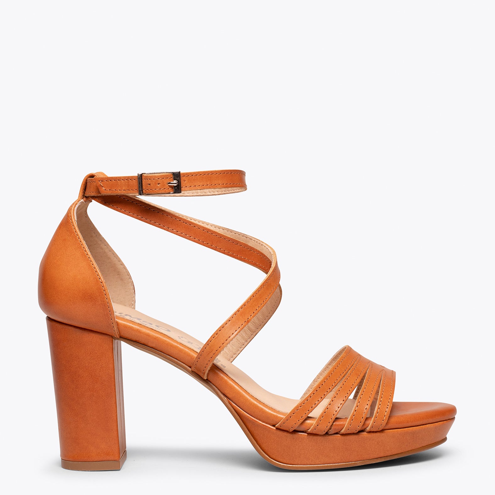 SUNNY – CAMEL nappa leather block heel sandal