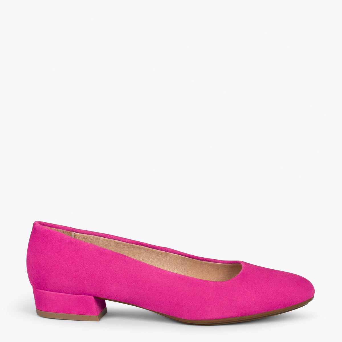 URBAN XS – Zapatos de tacón bajo de ante FUCSIA