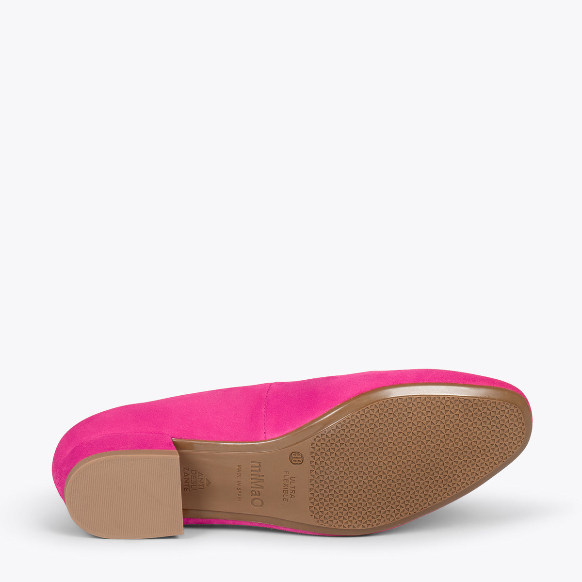 URBAN XS – Zapatos de tacón bajo de ante FUCSIA