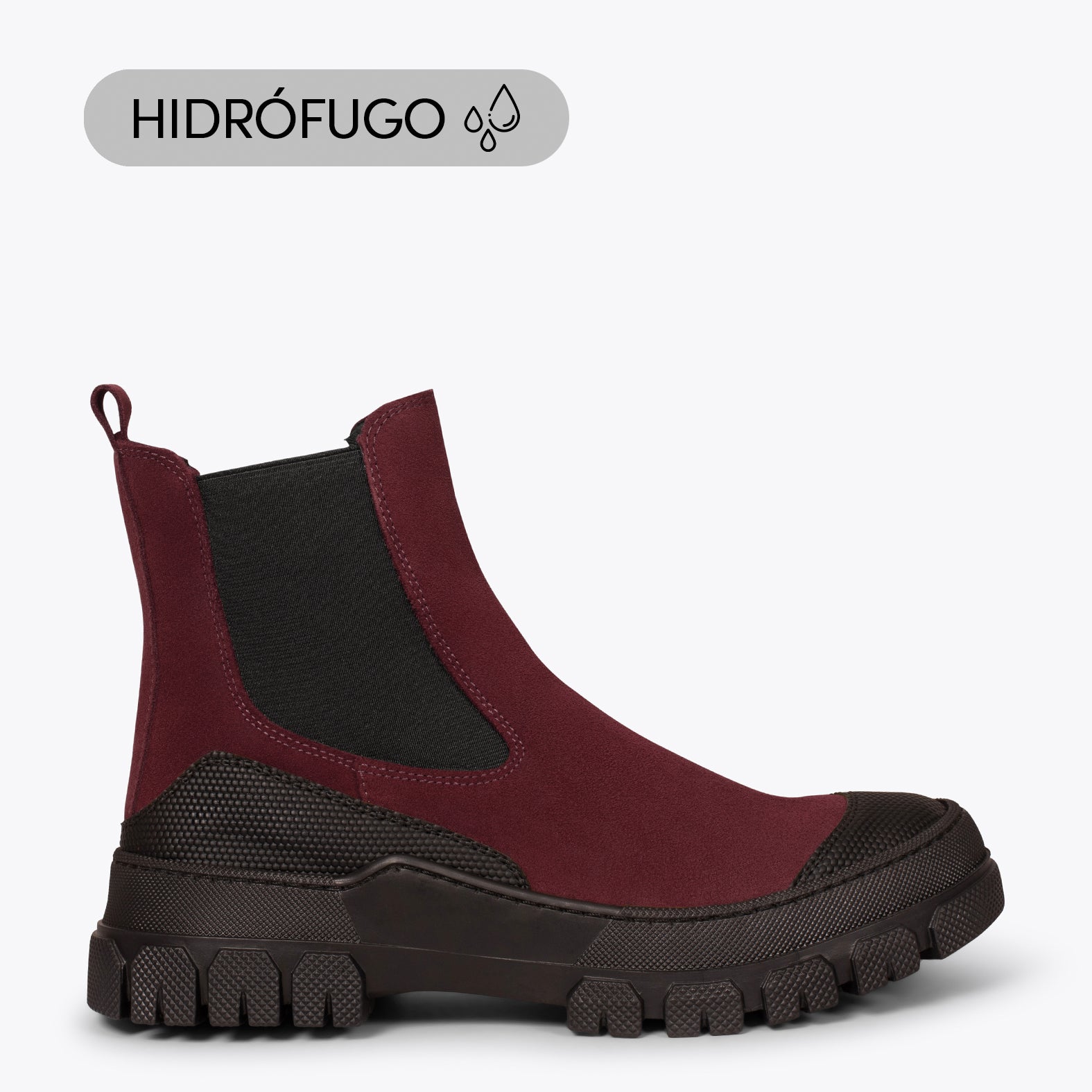 BROOKLYN - BURGUNDY track booties with rubber toe