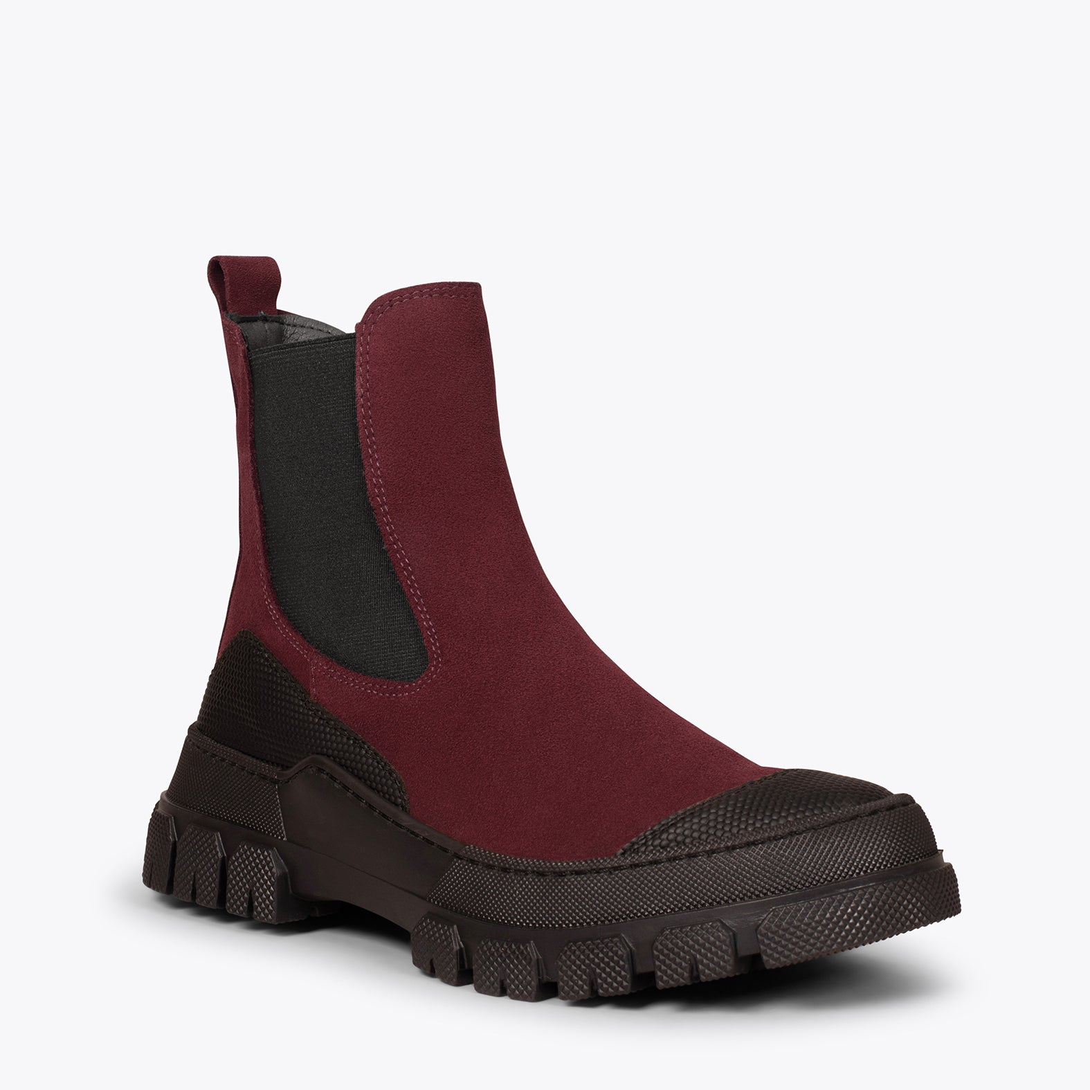 BROOKLYN - BURGUNDY track booties with rubber toe