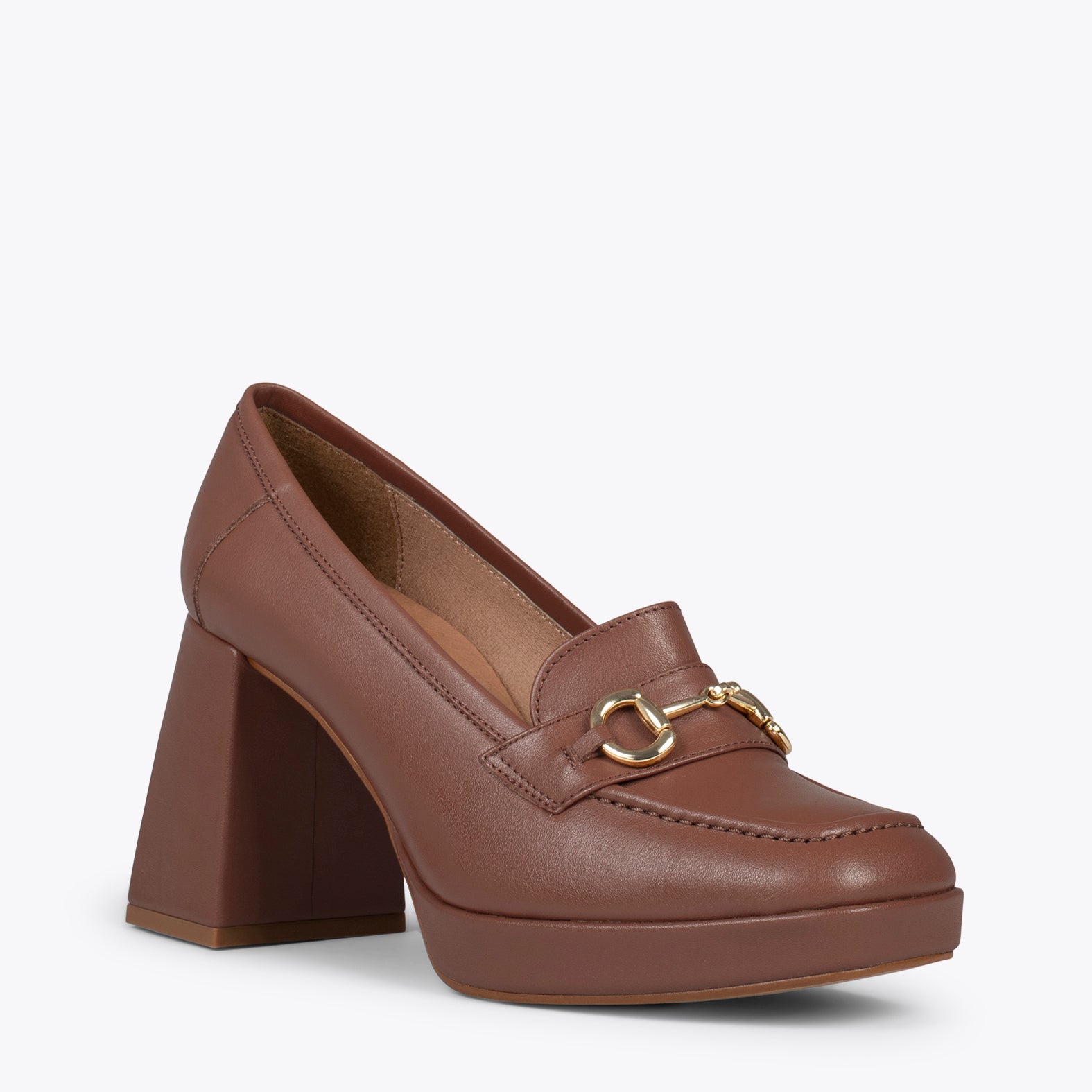 ANNETTE – BROWN moccasins with block heel and platform