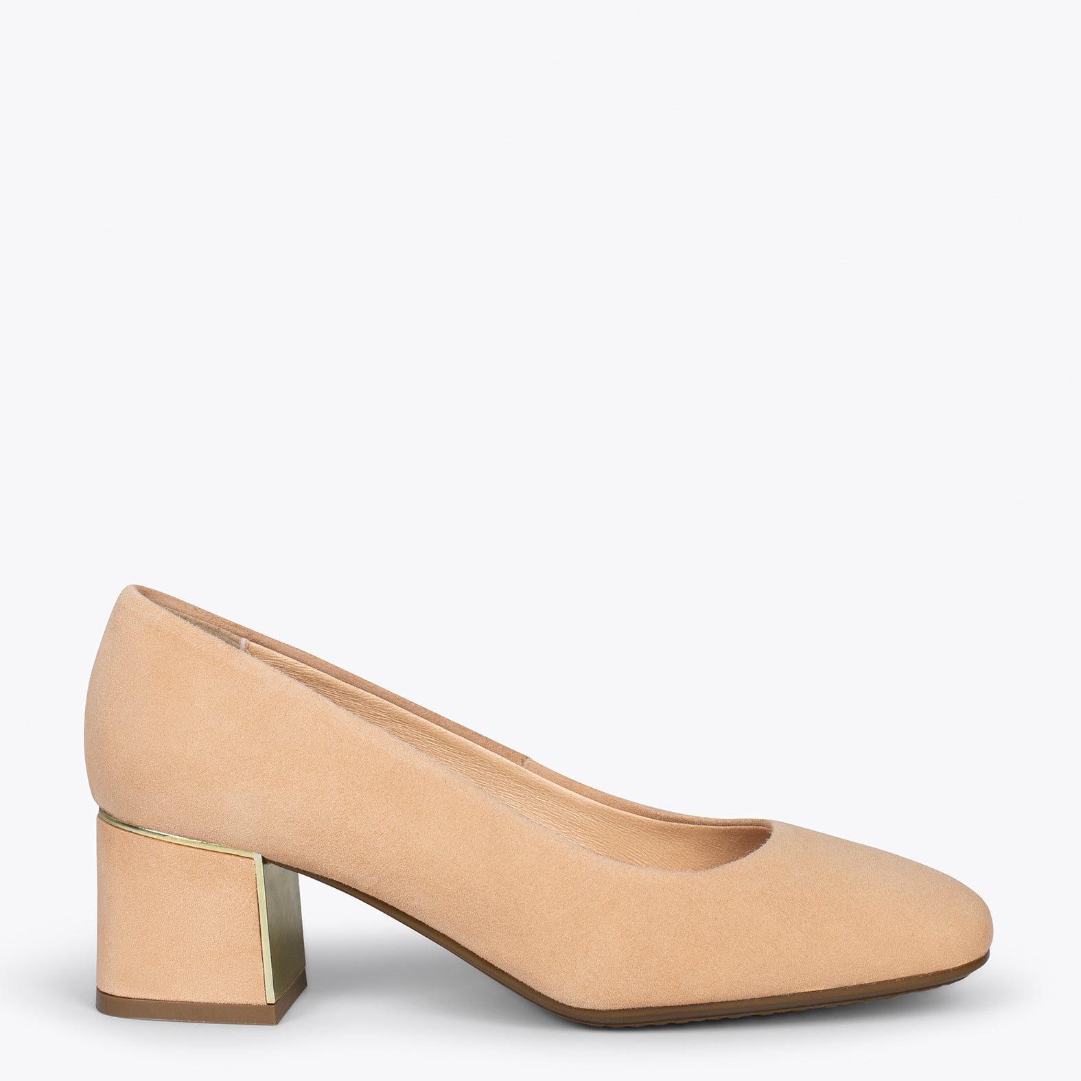 FEMME – CAMEL mid heel shoes with square toe