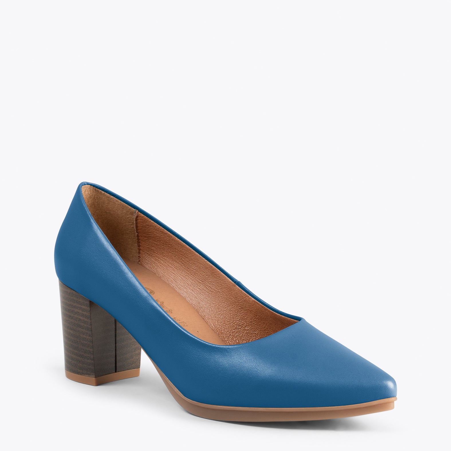 URBAN S SALON – BLUE nappa leather mid heels