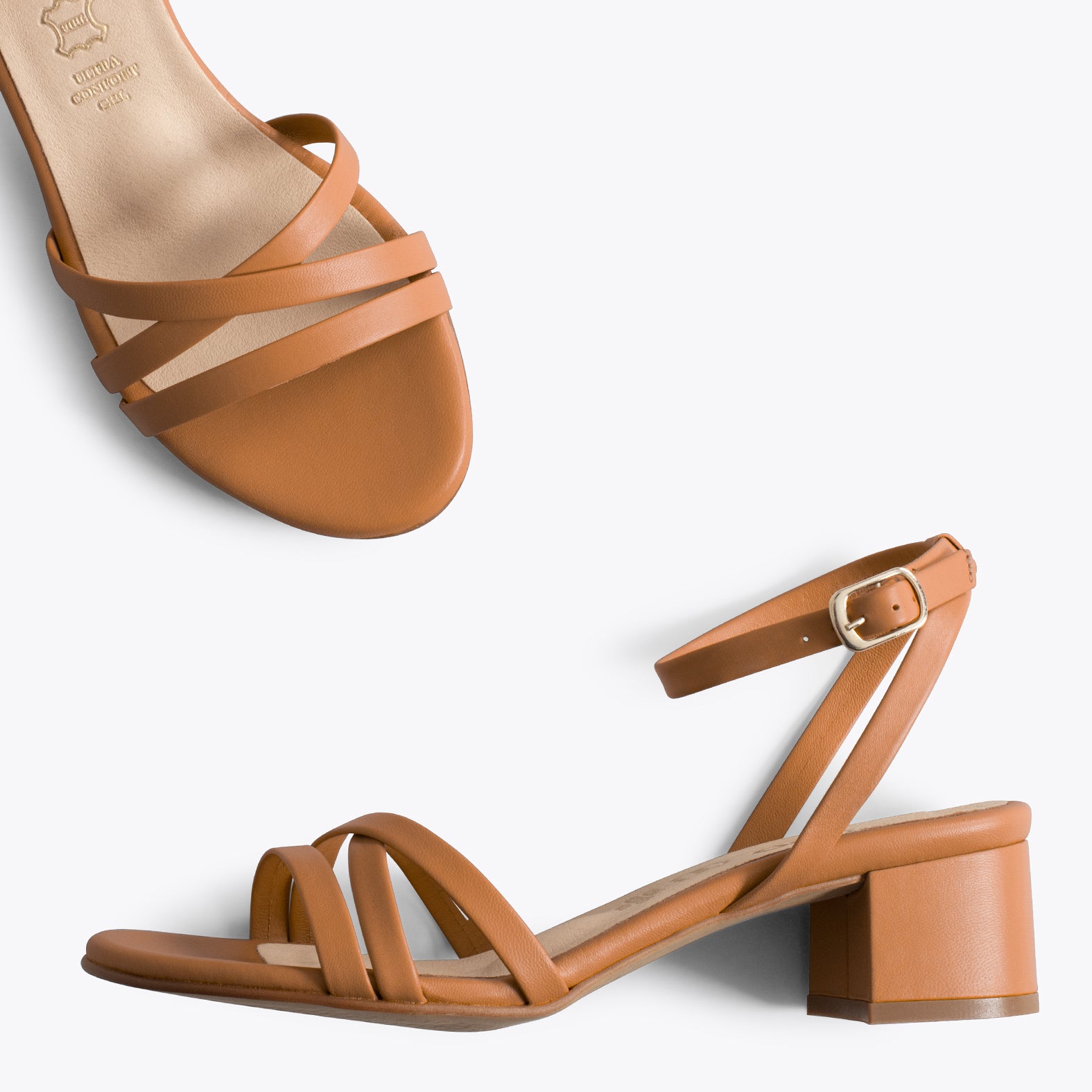 VIENA – CAMEL sandals with straps