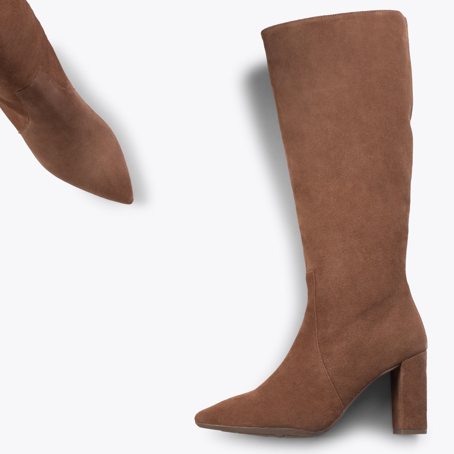 URBAN - Bottes hautes en nubuck avec zip MARRON