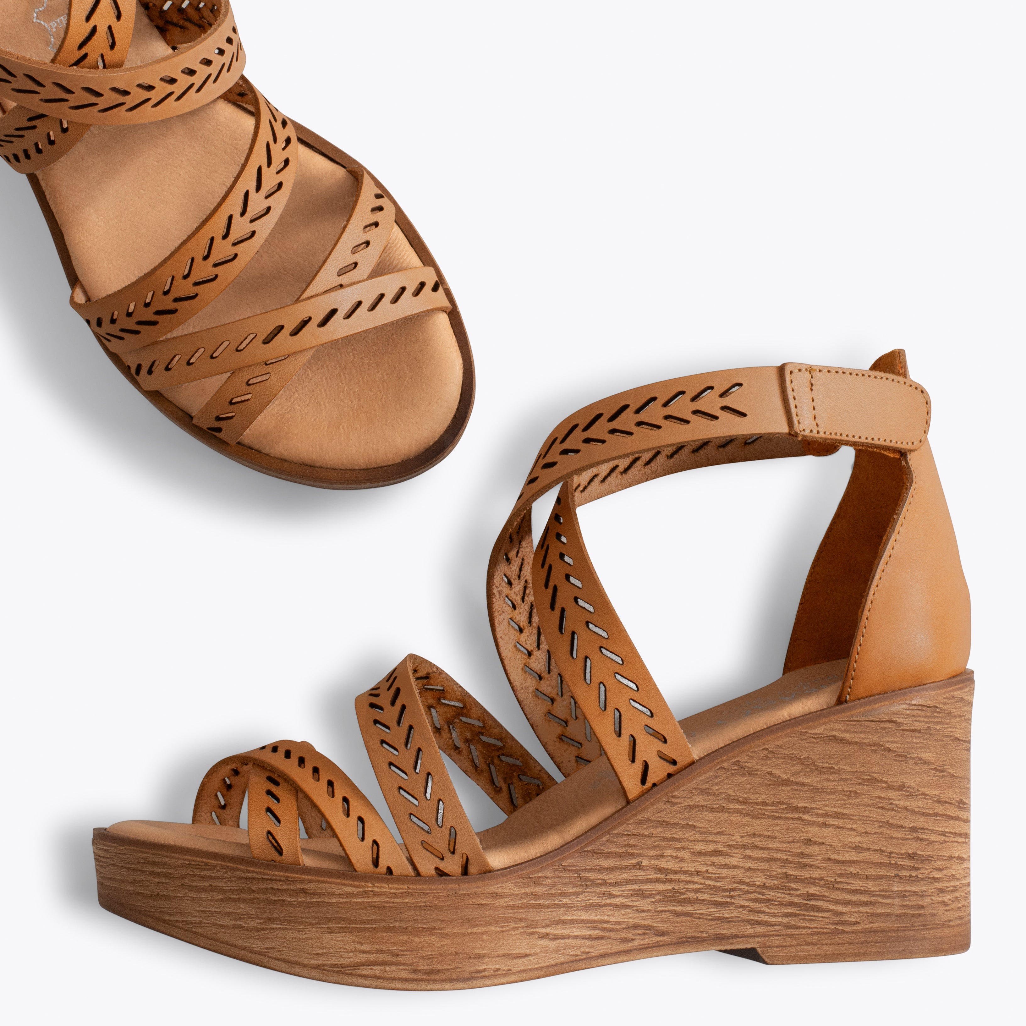 JAZMIN – CAMEL high heel wedge sandal