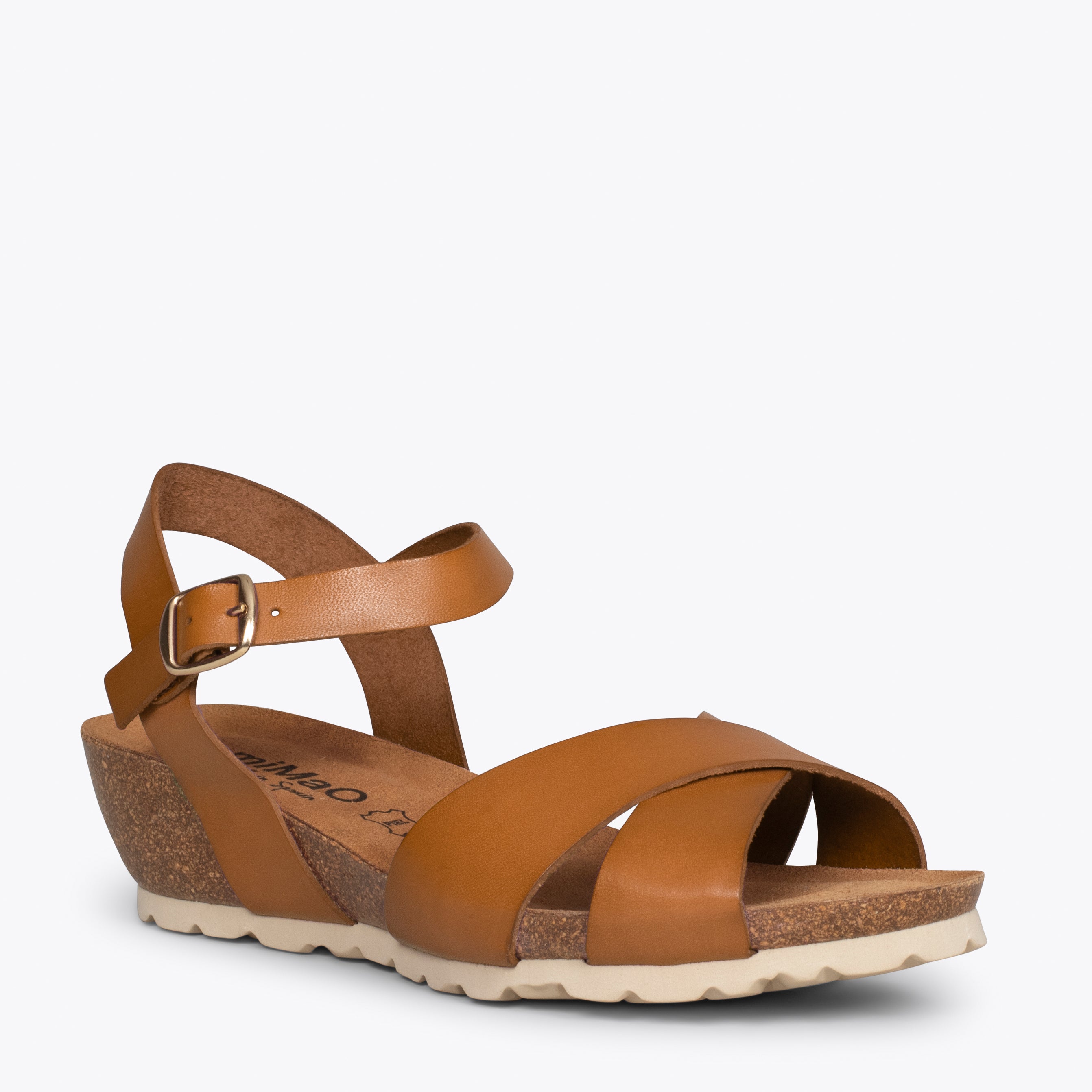 LOTO – CAMEL wedge sandals with BIO sole