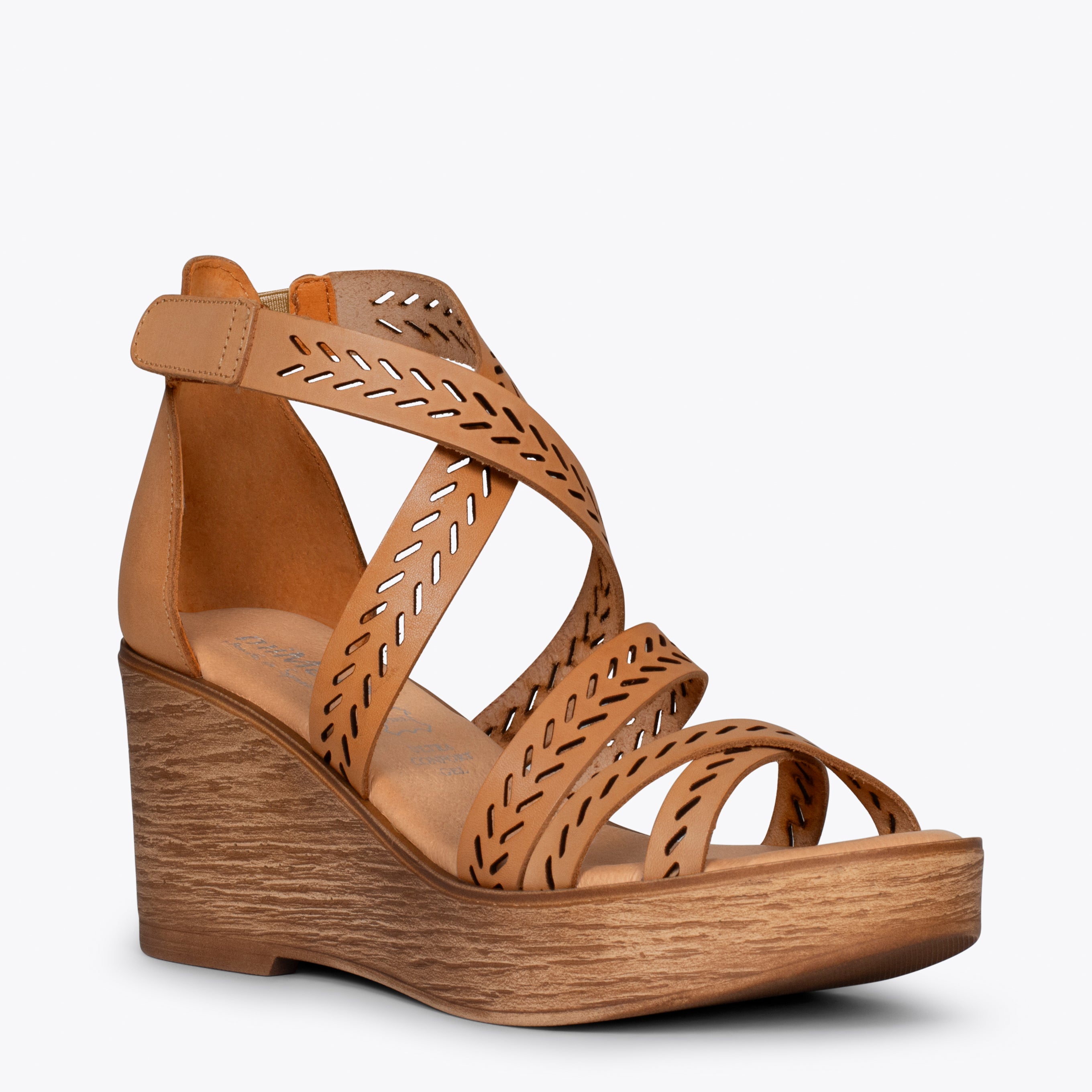 JAZMIN – CAMEL high heel wedge sandal