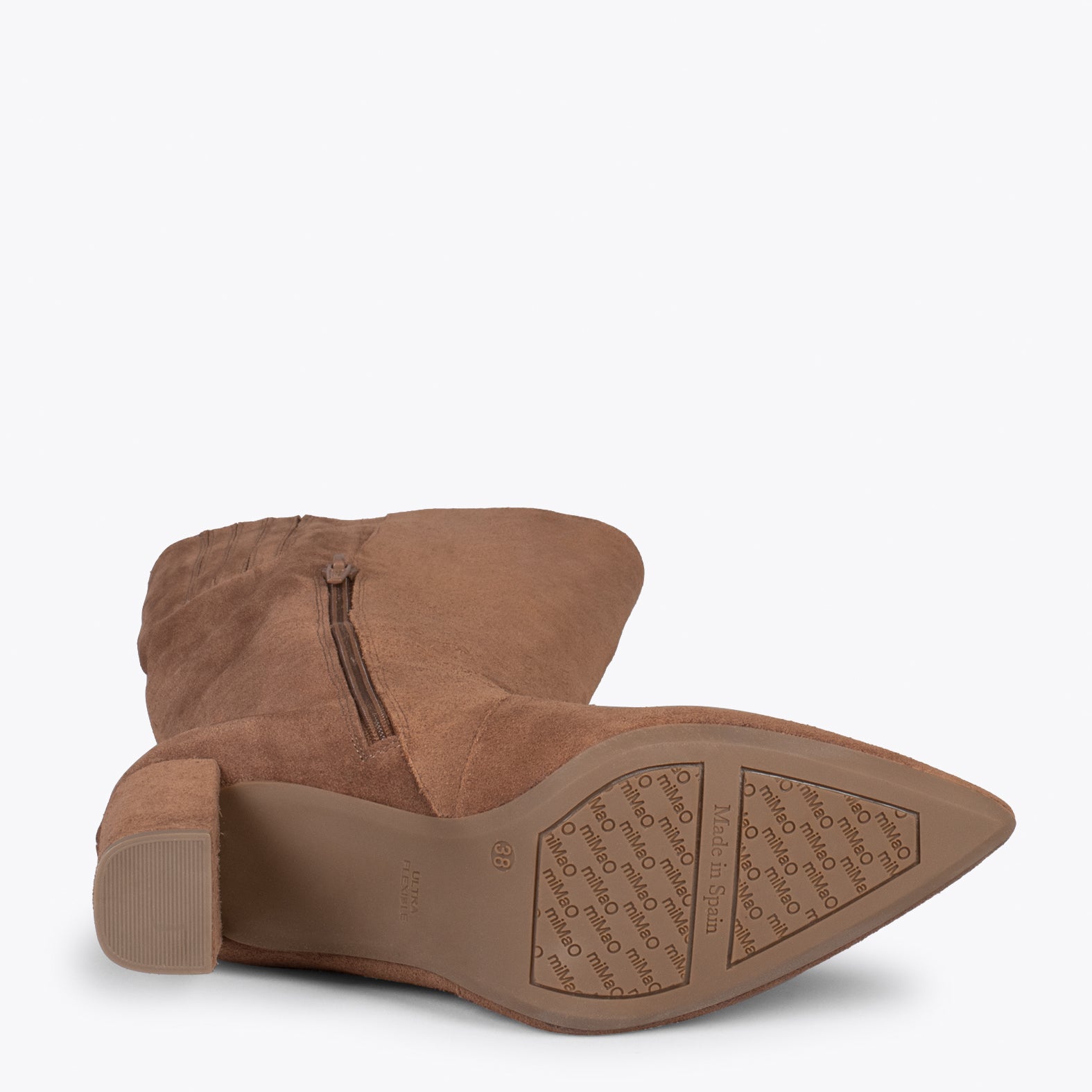URBAN - Bottes hautes en nubuck avec zip MARRON