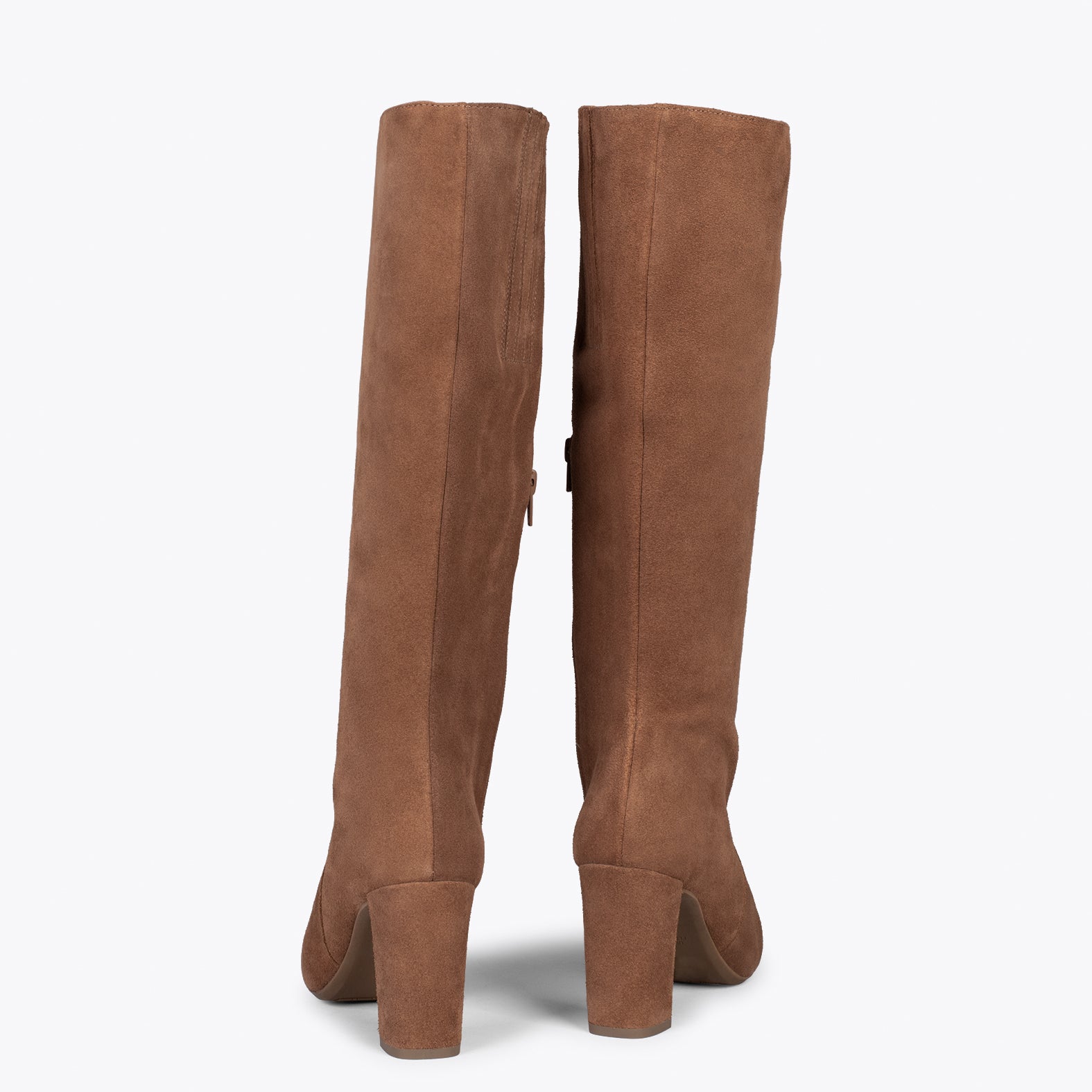 URBAN - Bottes hautes en nubuck avec zip MARRON