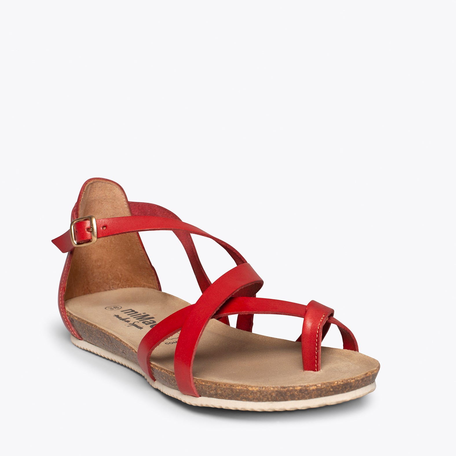 Sandalias rojas best sale planas mujer