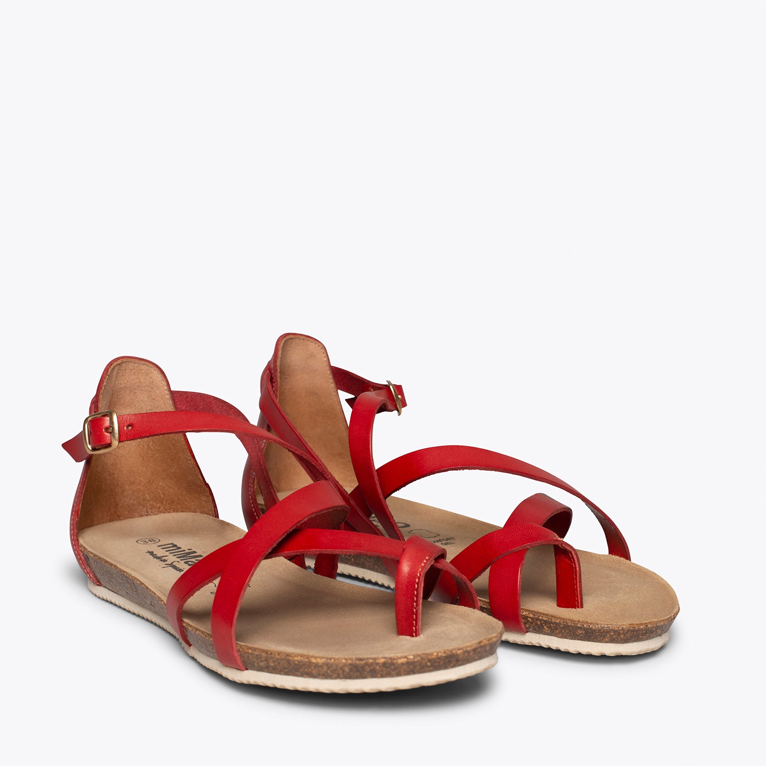 Red strappy best sale flat sandals