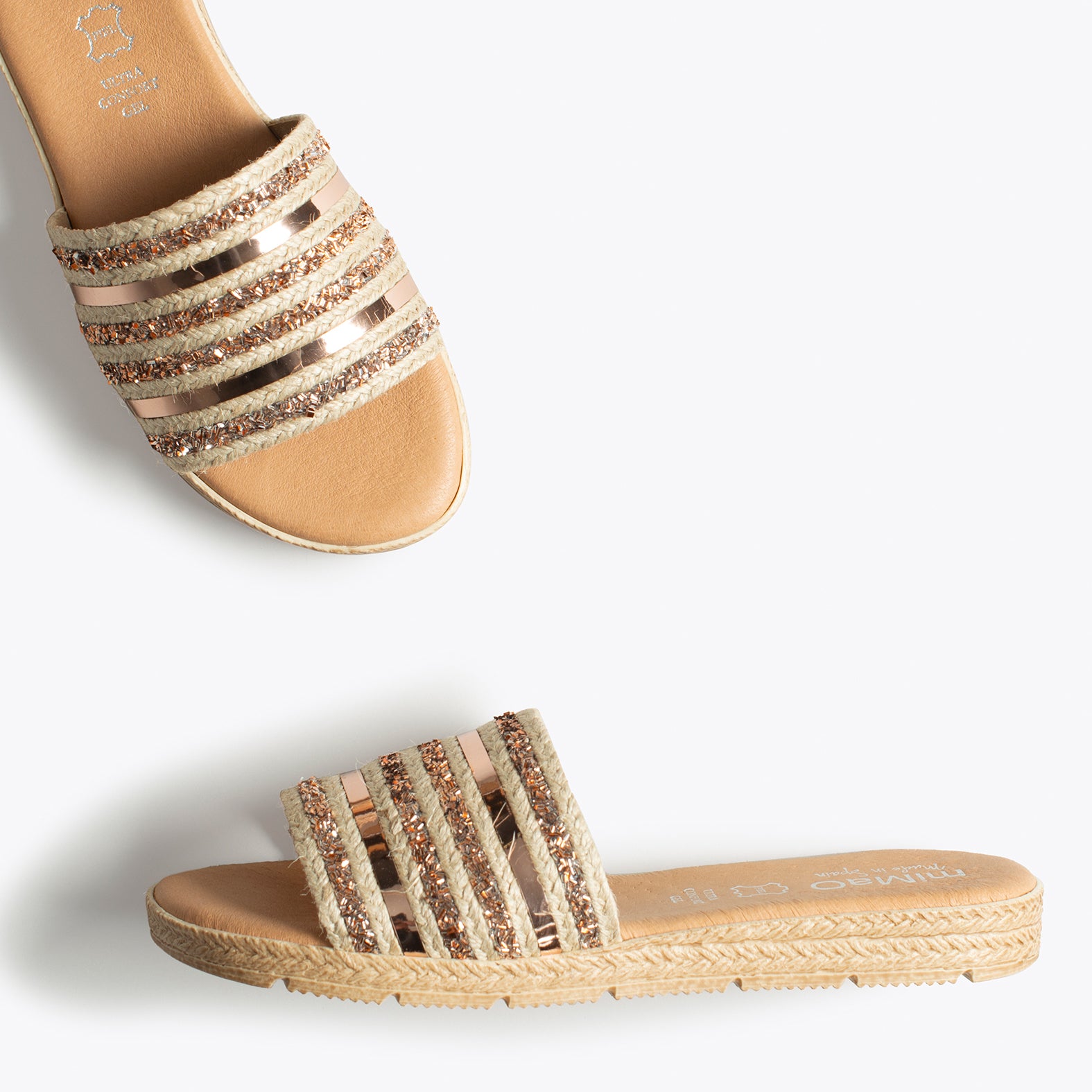 MOON – ROSE GOLD flat sandal with metallic details