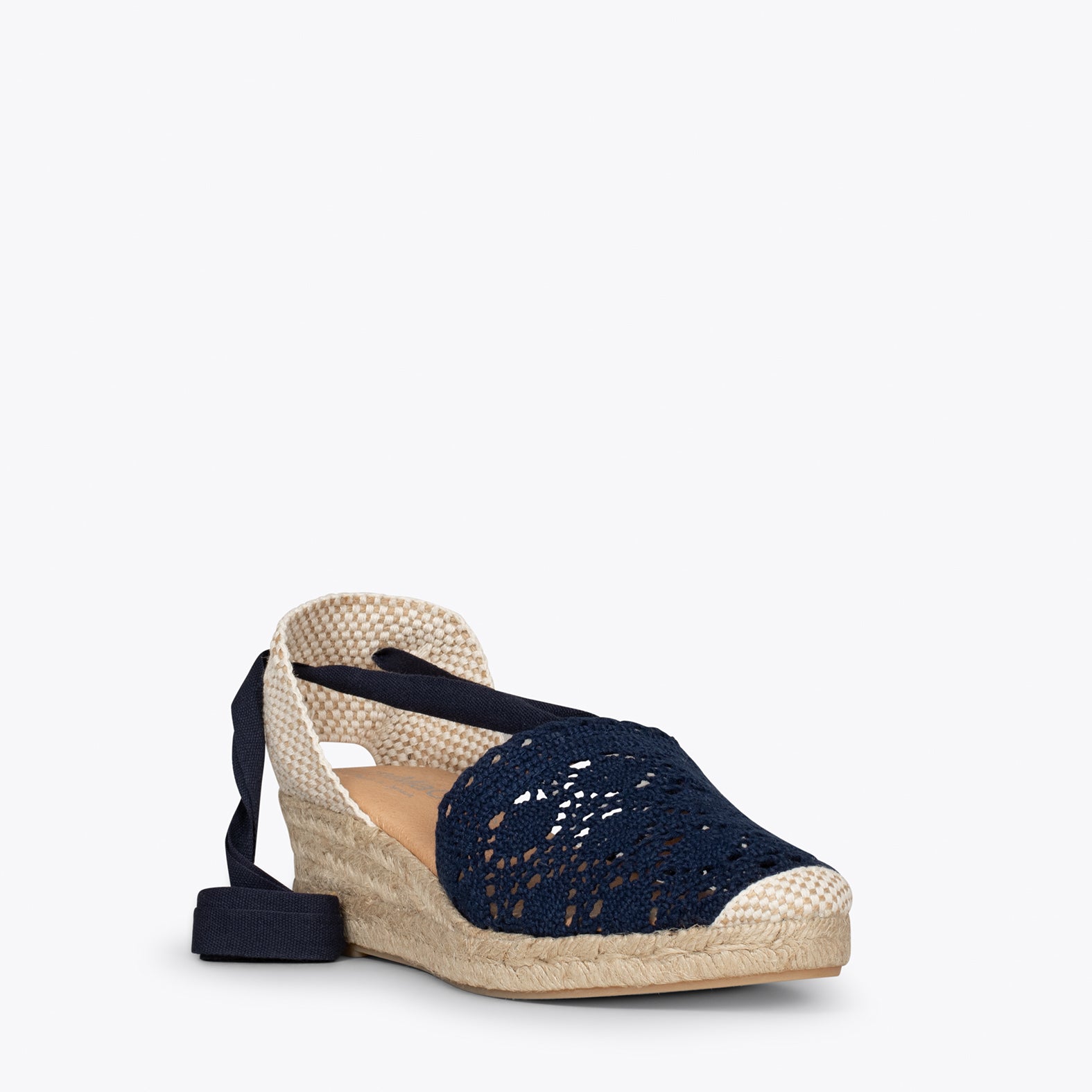 DEIÀ – NAVY crocheted espadrilles with laces