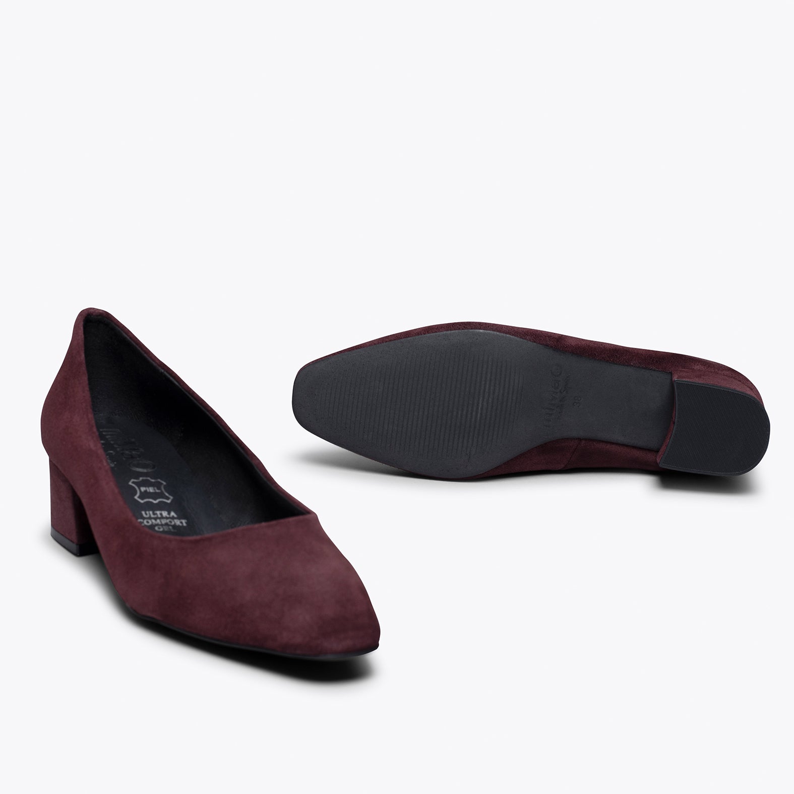 TREND – BURGUNDY square pointed mid heel