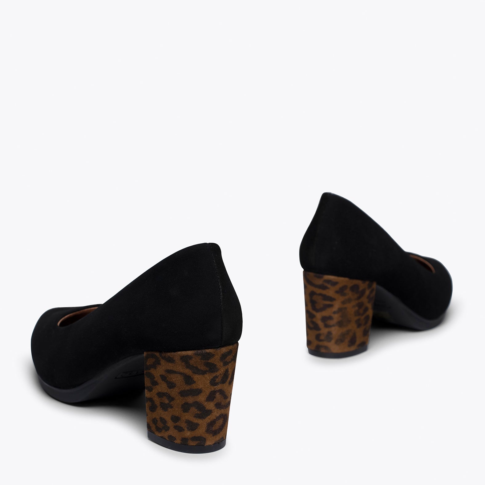 URBAN ANIMAL - Zapato NEGRO con tacón medio leopardo