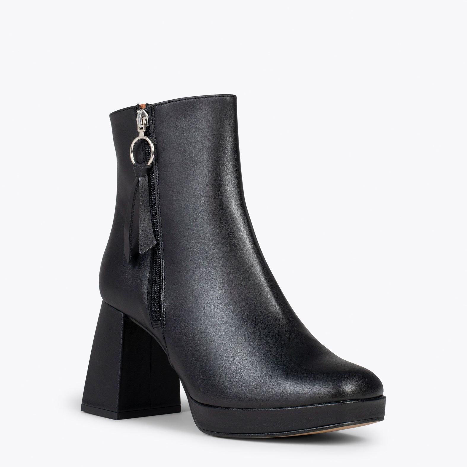SIENA – BLACK platform block heel ankle boots 