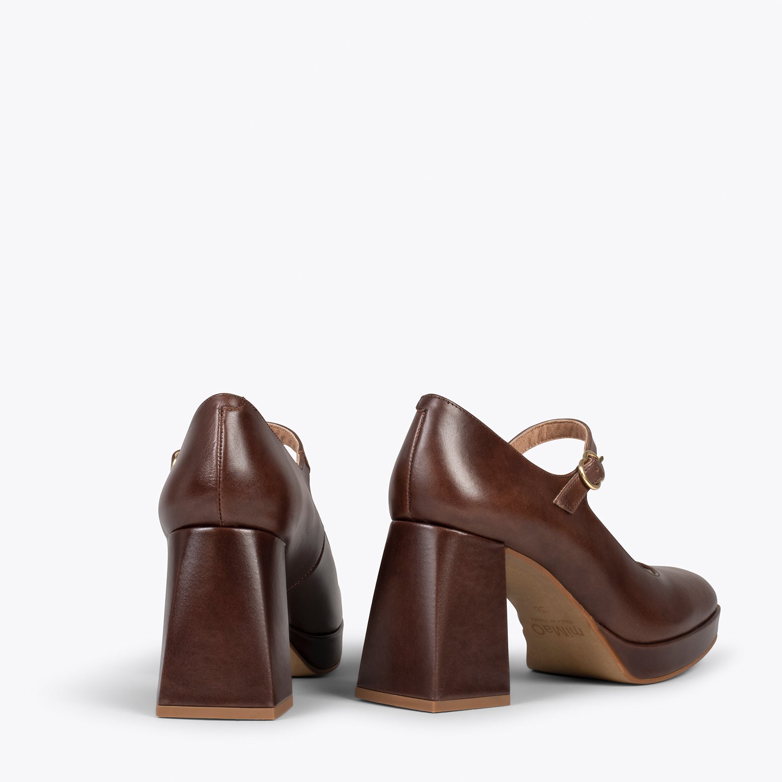 BRIGITTE – Zapatos con pulsera y tacón bloque MARRÓN
