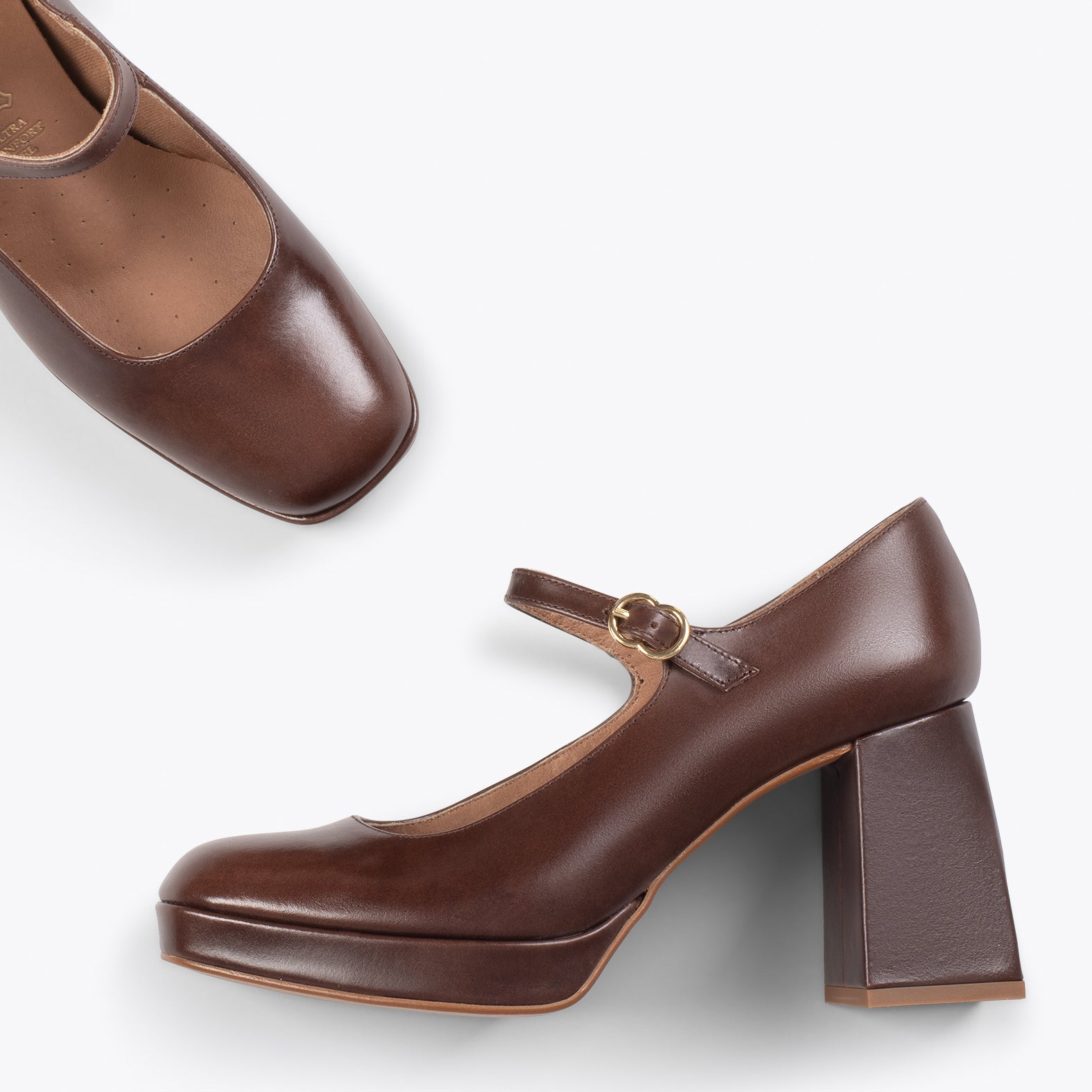 BRIGITTE – Zapatos con pulsera y tacón bloque MARRÓN