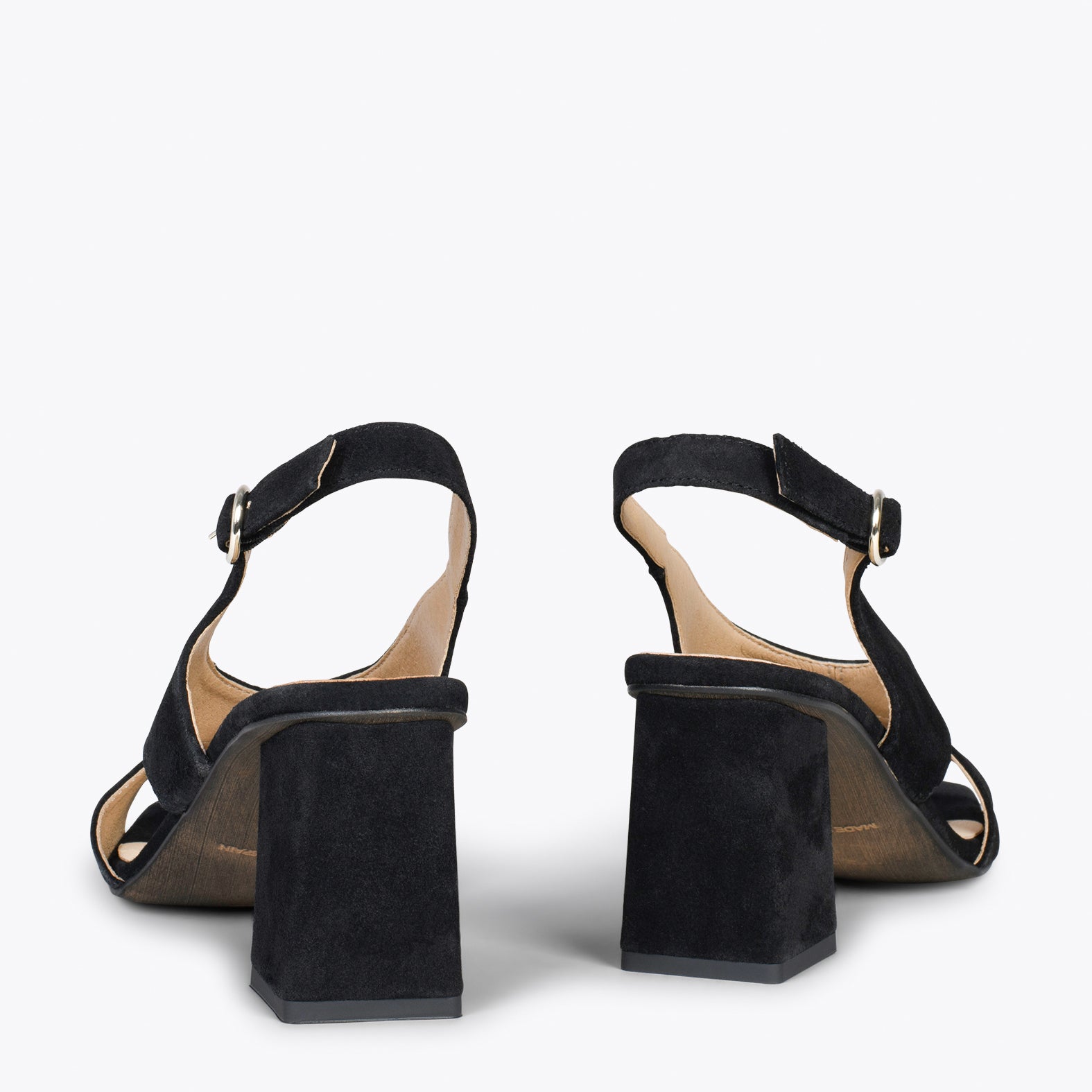 BLOCK – Zapatos destalonados de tacón cuadrado NEGRO