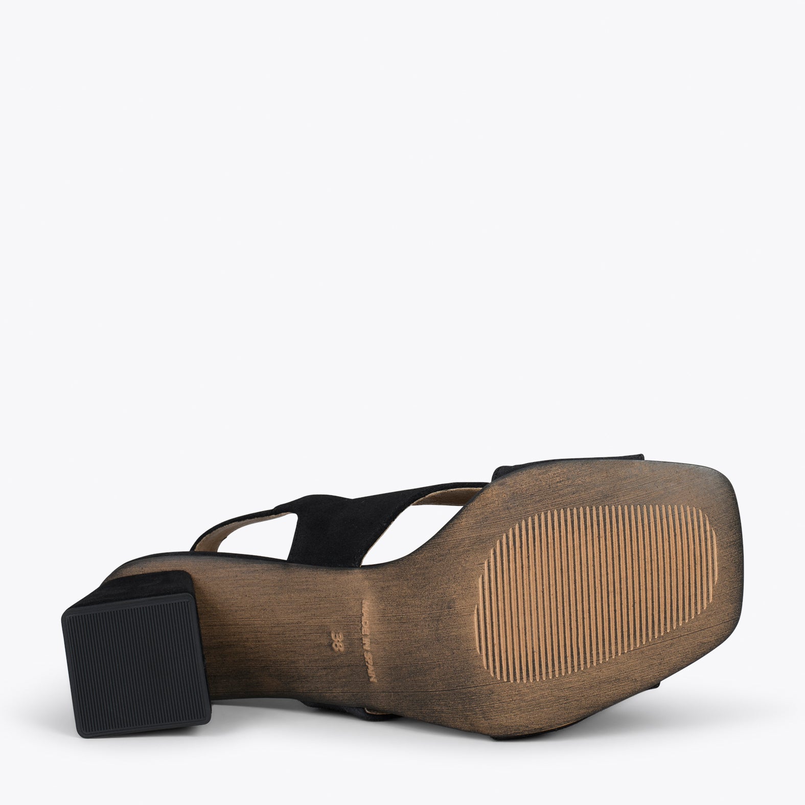 BLOCK – BLACK sling-back sandals with block heel