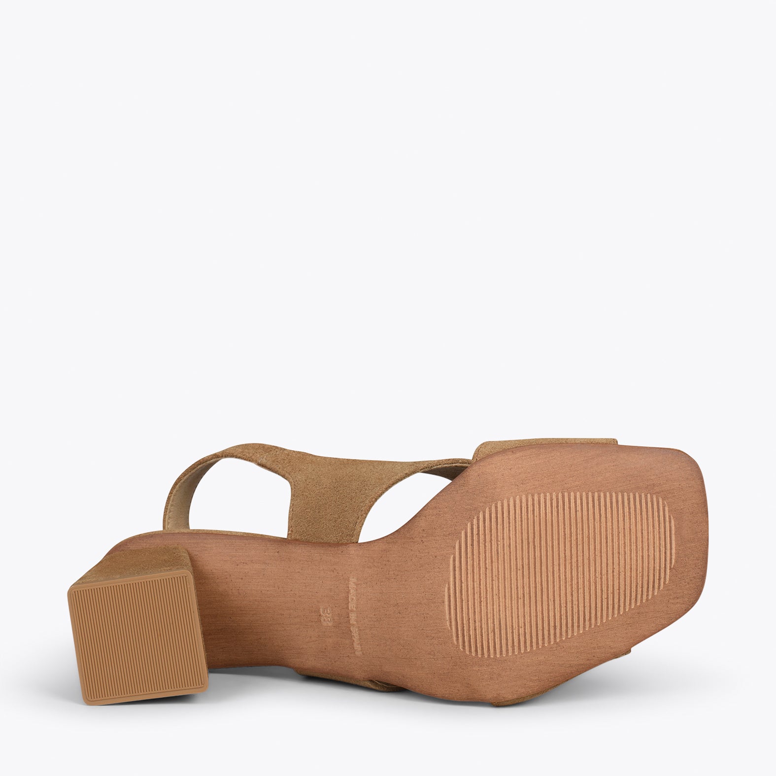 BLOCK – Zapatos destalonados de tacón cuadrado CAMEL