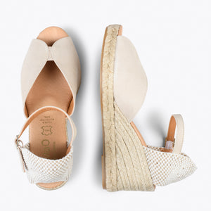 Espadrilles En Cuir Tressé Femme - Talon Compensé 9,5 Cm, Semelle Confort Gel, Fabriquées En Espagne