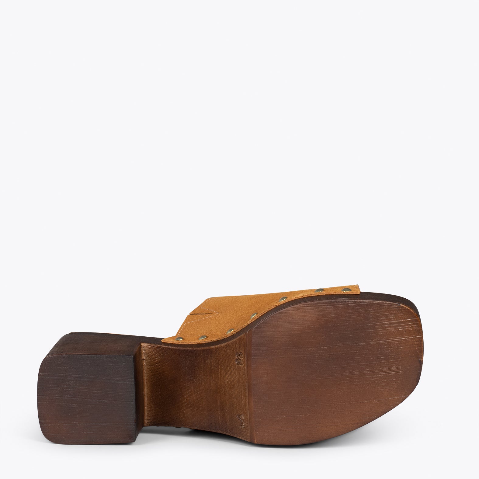 HOLIDAY – BROWN mules with heel and platform