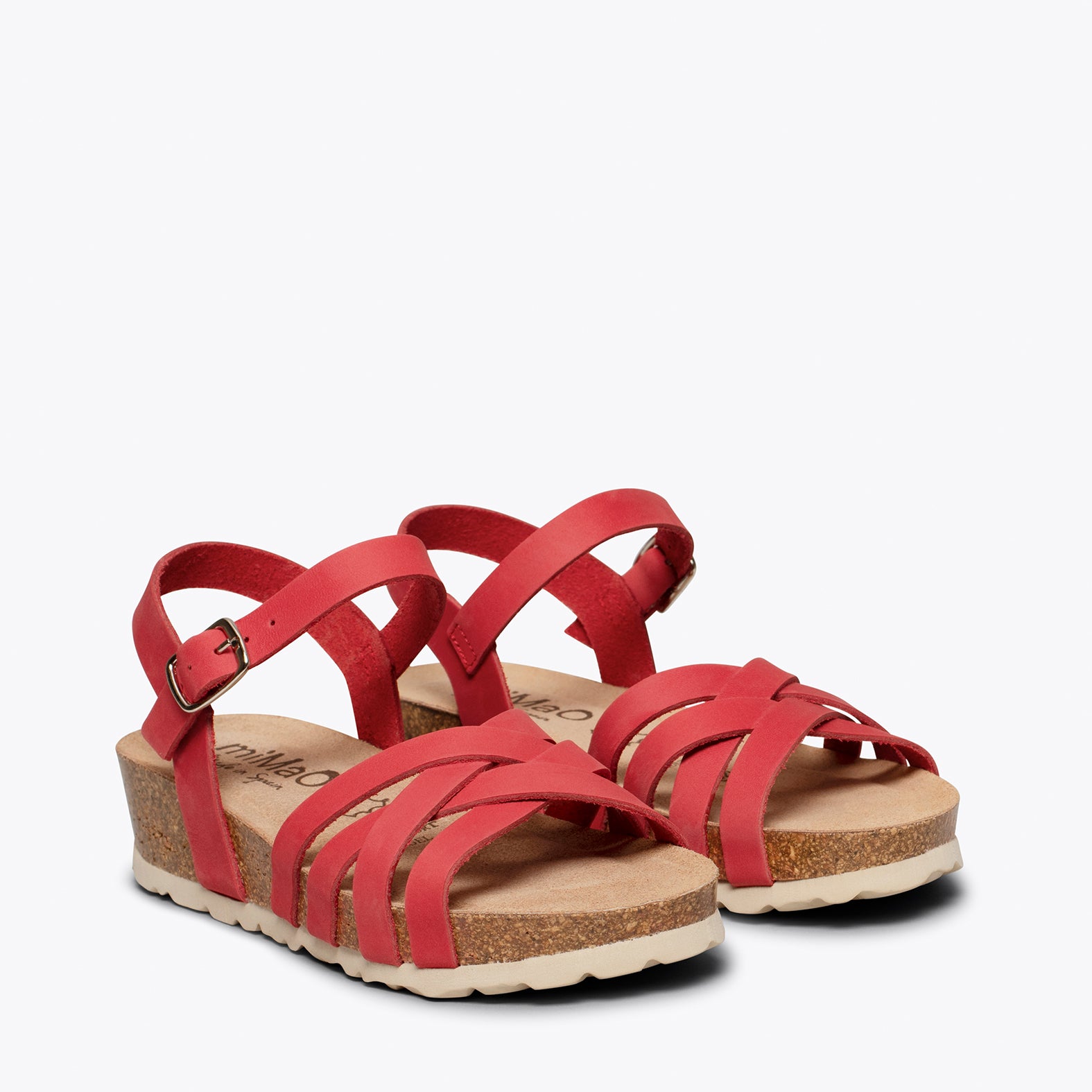 PRINCESS – RED suede bio sandals for kids