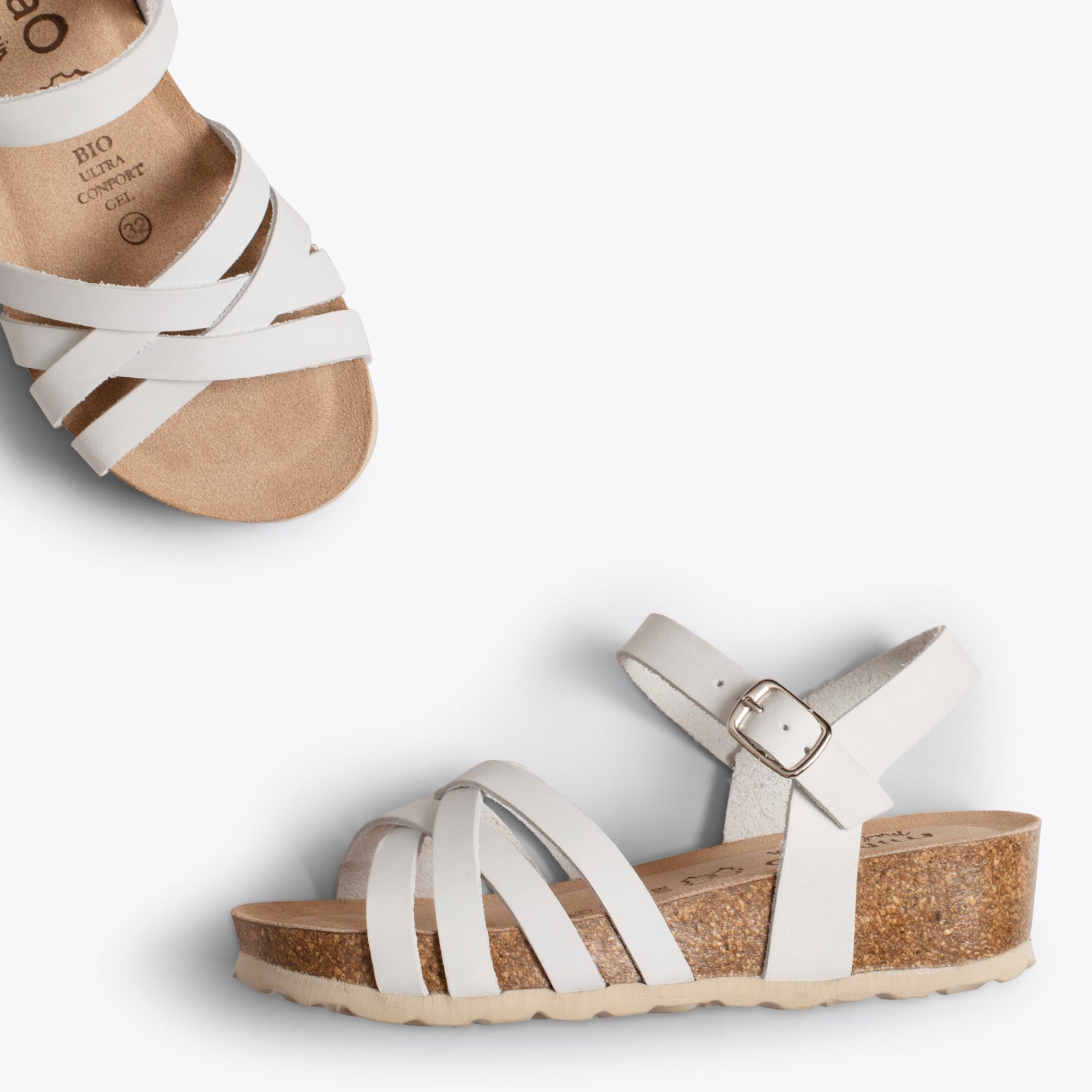 PRINCESS – WHITE suede bio sandals for kids