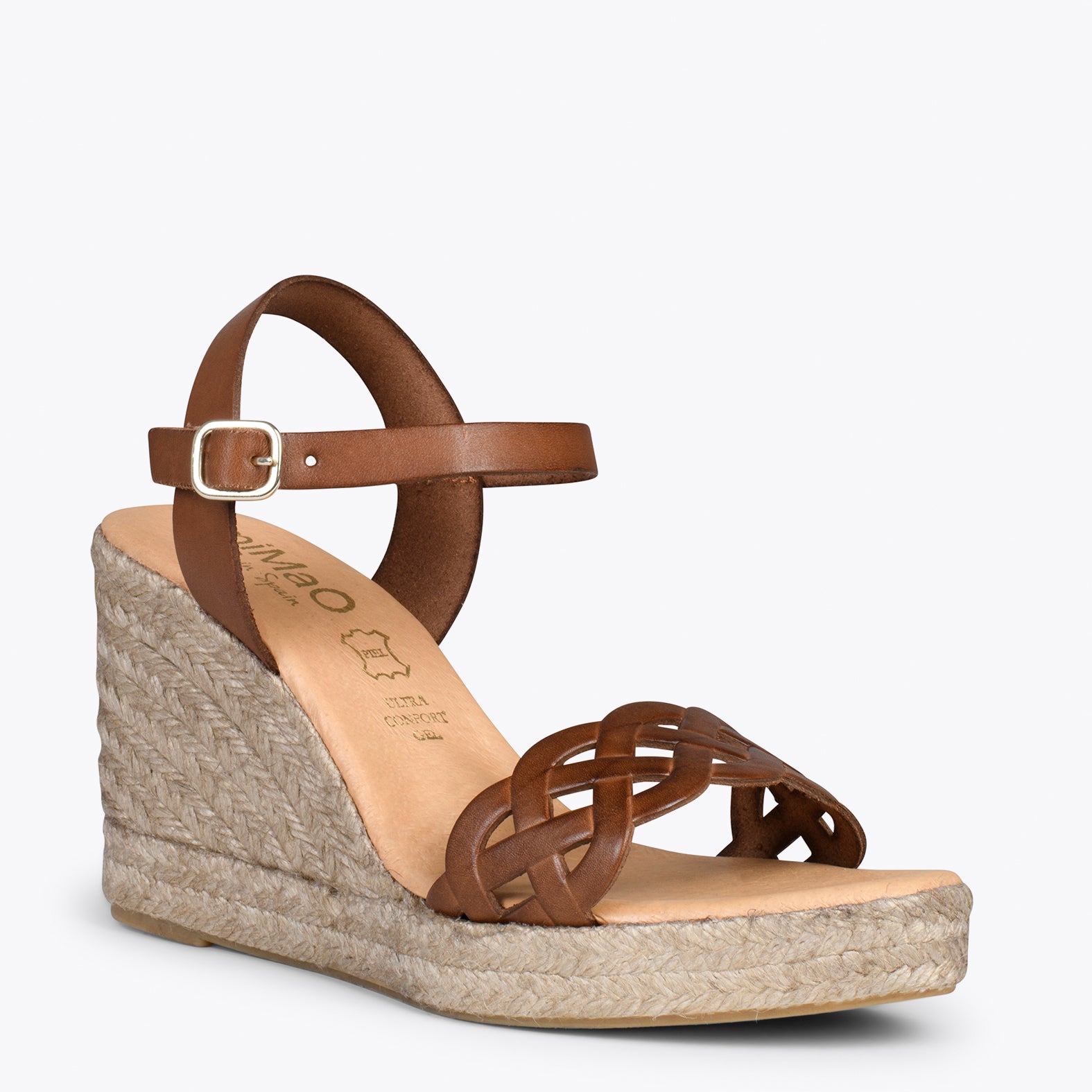 OASIS – BROWN espadrille wedges with braided front