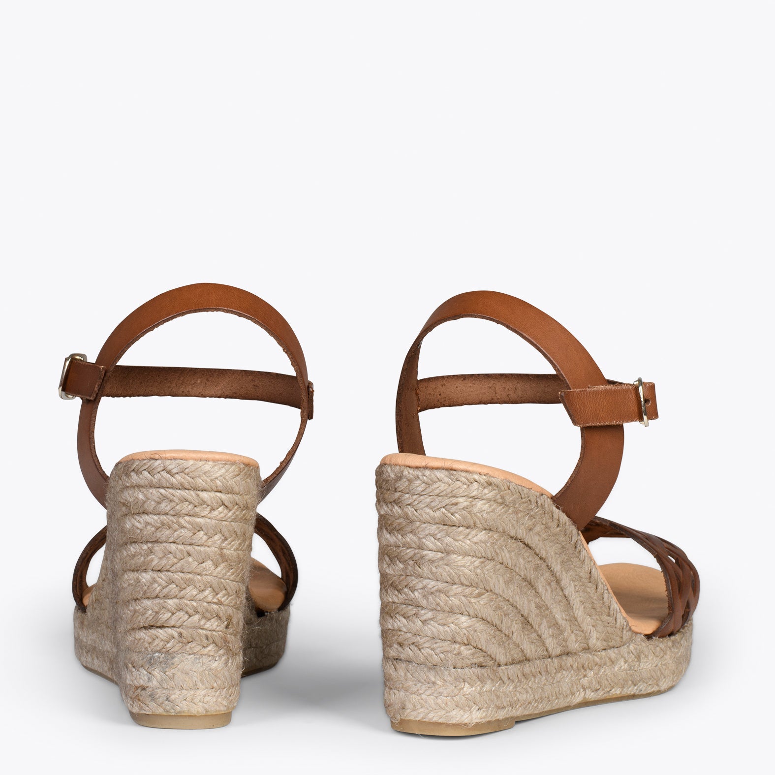 OASIS – BROWN espadrille wedges with braided front