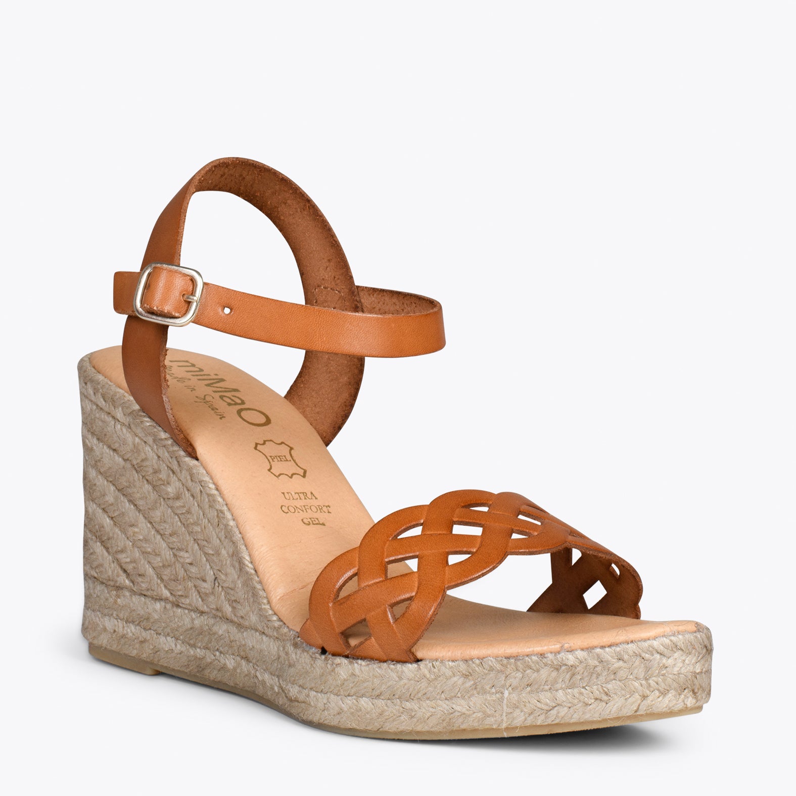 OASIS – CAMEL espadrille wedges with braided front