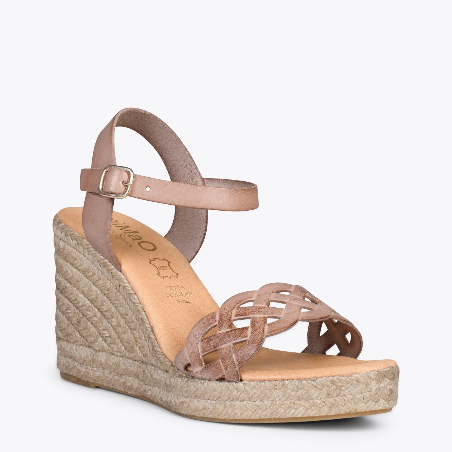 OASIS – TAUPE espadrille wedges with braided front