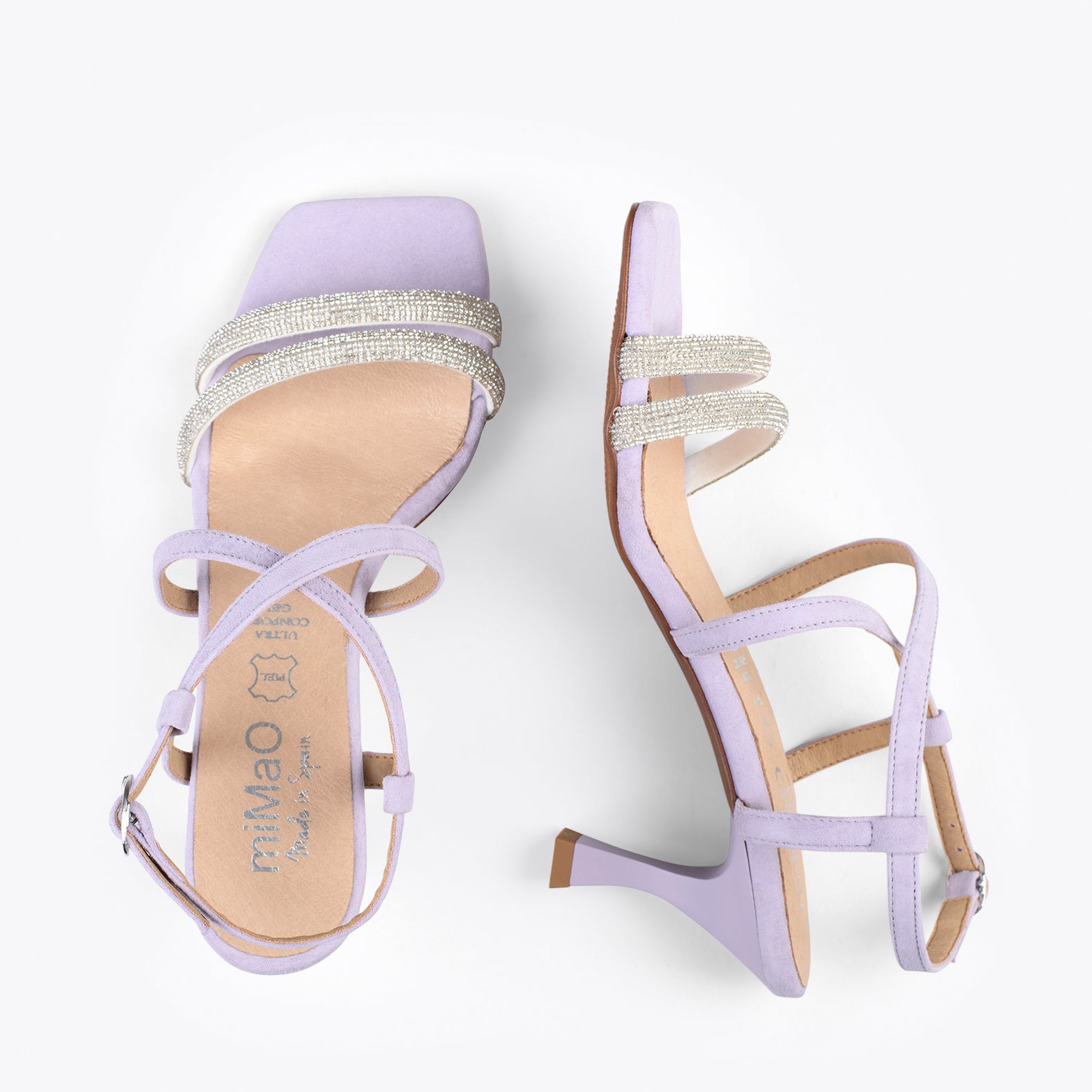 SHINY – LAVENDER high heel sandals with strass straps
