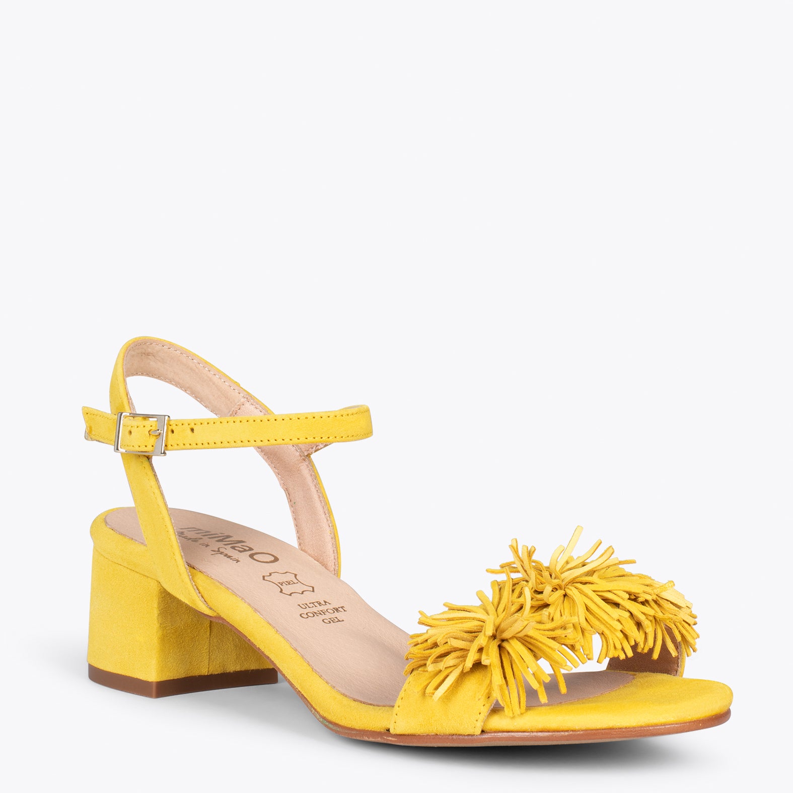 ZINNIA – YELLOW sandals with pompom details