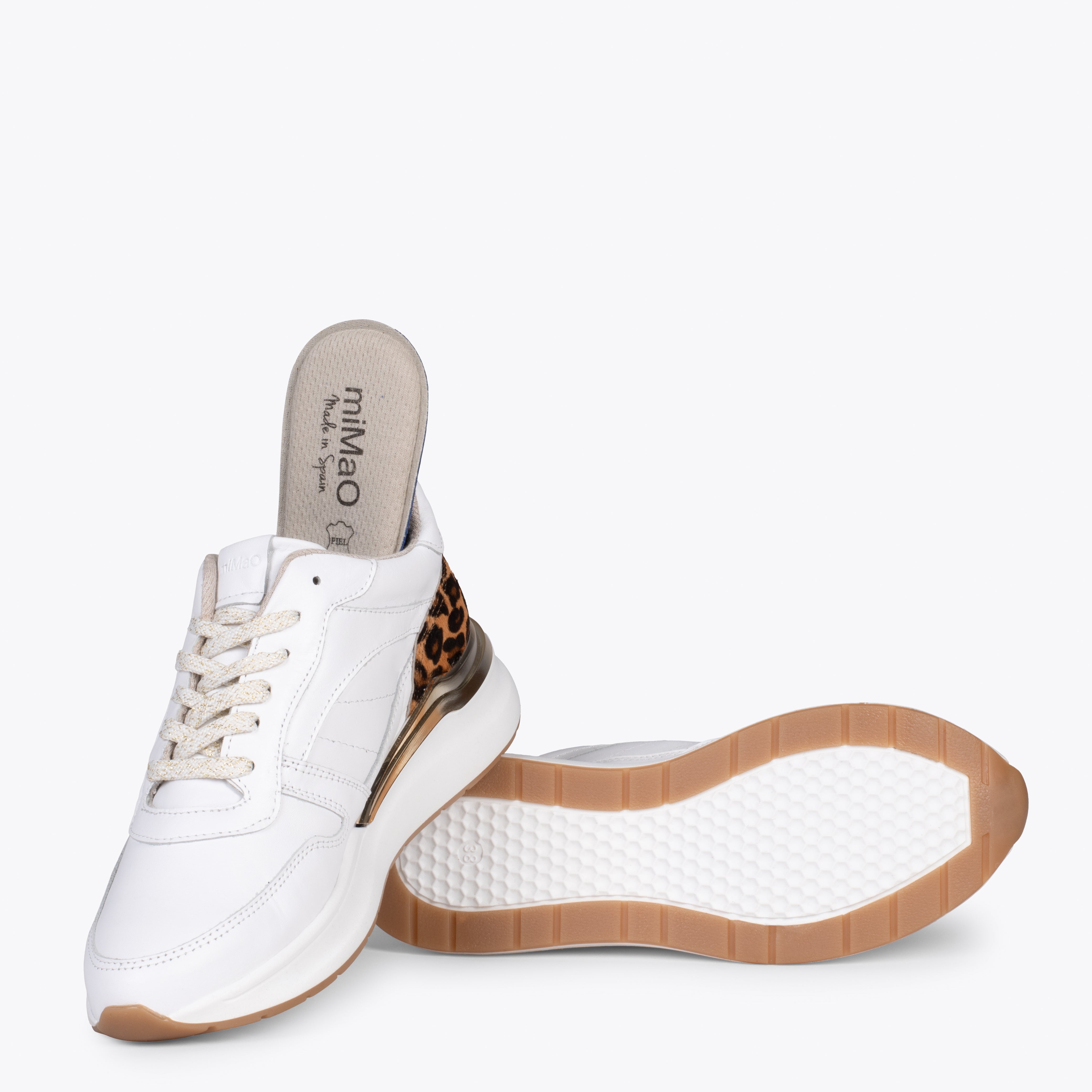 FREEDOM – WHITE & LEOPARD sneakers with removable insole