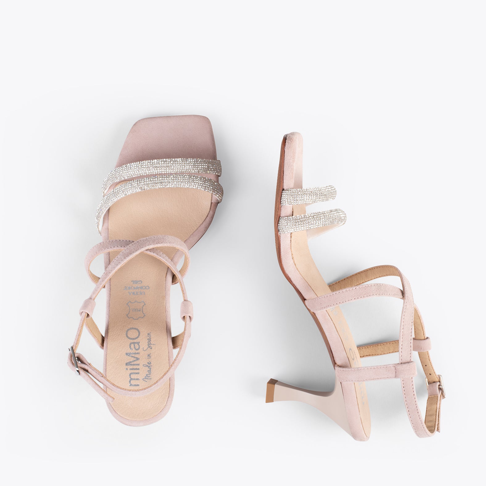 SHINY – NUDE high heel sandals with strass straps