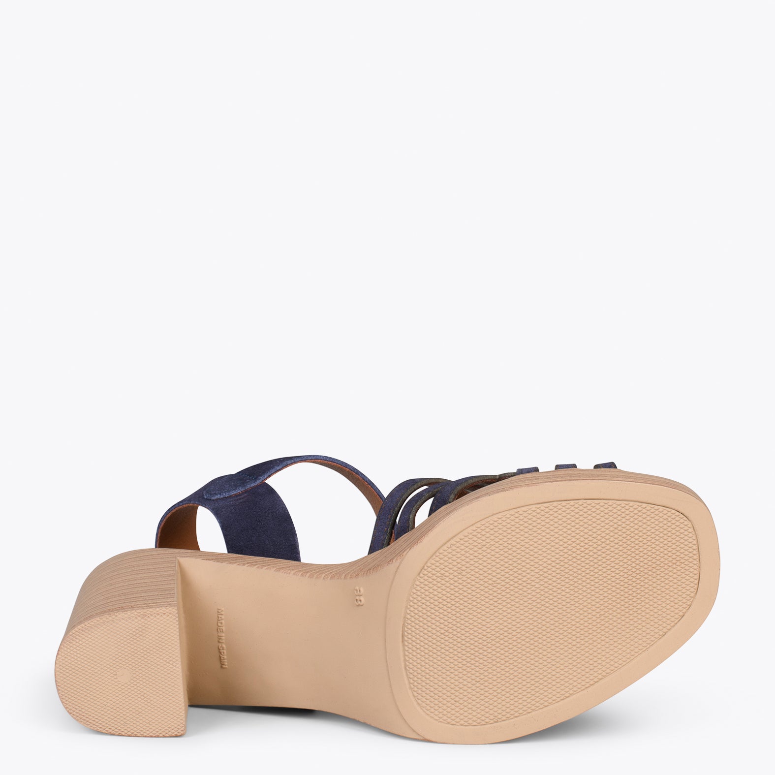 CIBELES – NAVY wooden block heel sandal
