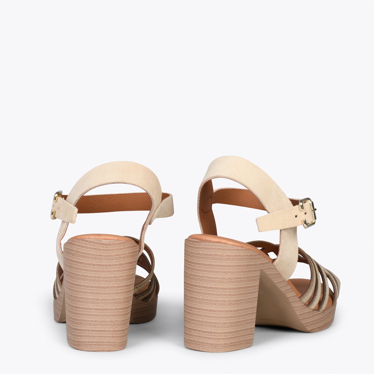 CIBELES – BEIGE wooden block heel sandal