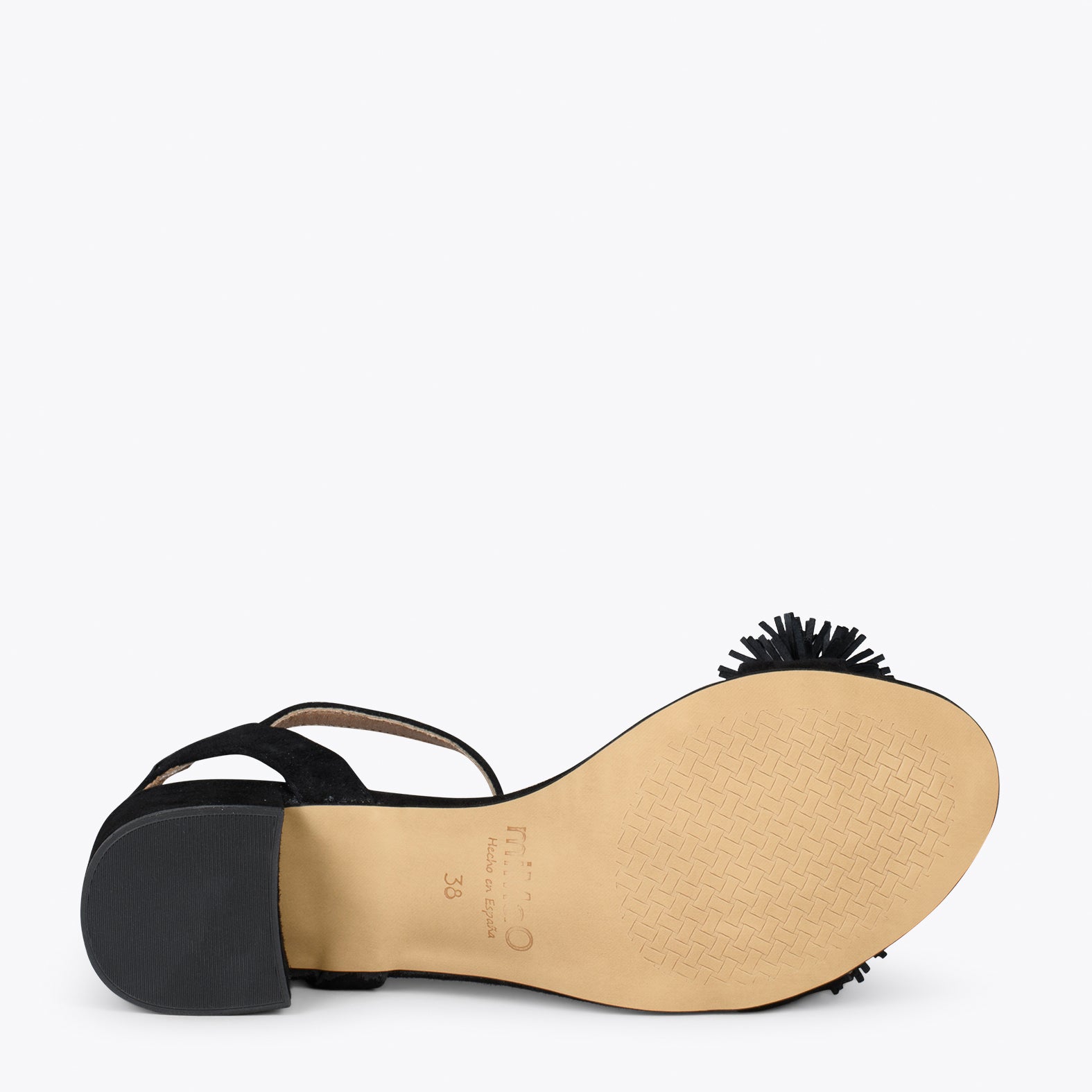 ZINNIA – BLACK sandals with pompom details